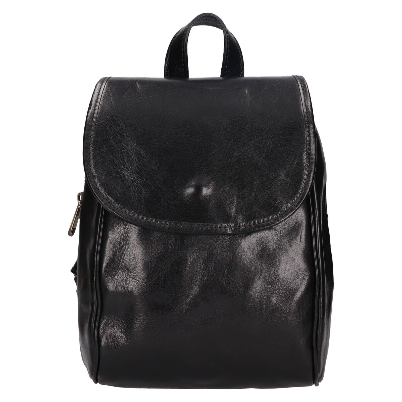 Menší kožený dámský batoh Italia Melas - černá