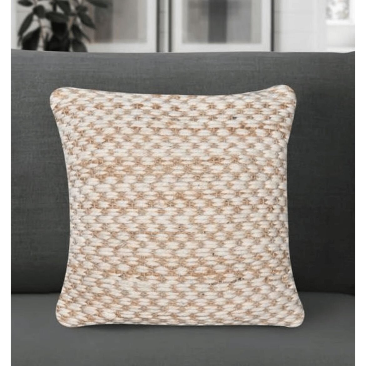 indickynabytek.cz - Polštář BROUGHTON 45x45 cm z pravé vlny a juty