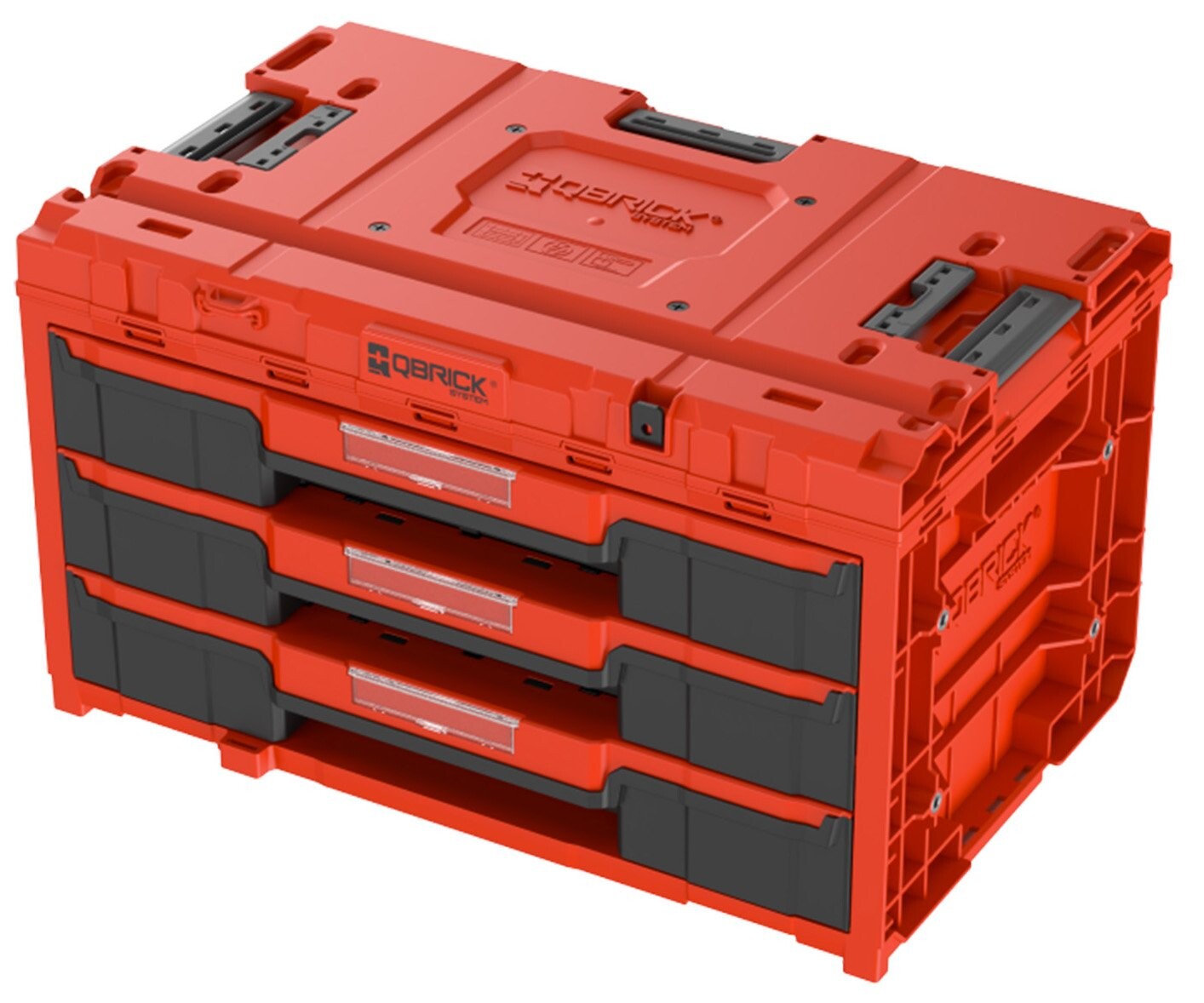 Box se 3 zásuvkami Qbrick System ONE Drawer 3 Toolbox 2.0 Red Ultra HD