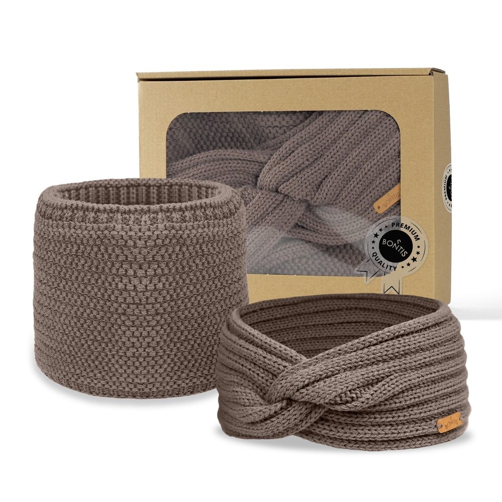 Dárkové balení: Překřížená čelenka a nákrčník - Kašmírová