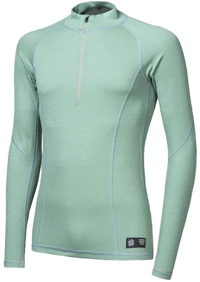 SENSOR MERINO DF pánské triko dl.rukáv zip basil green Velikost: XL