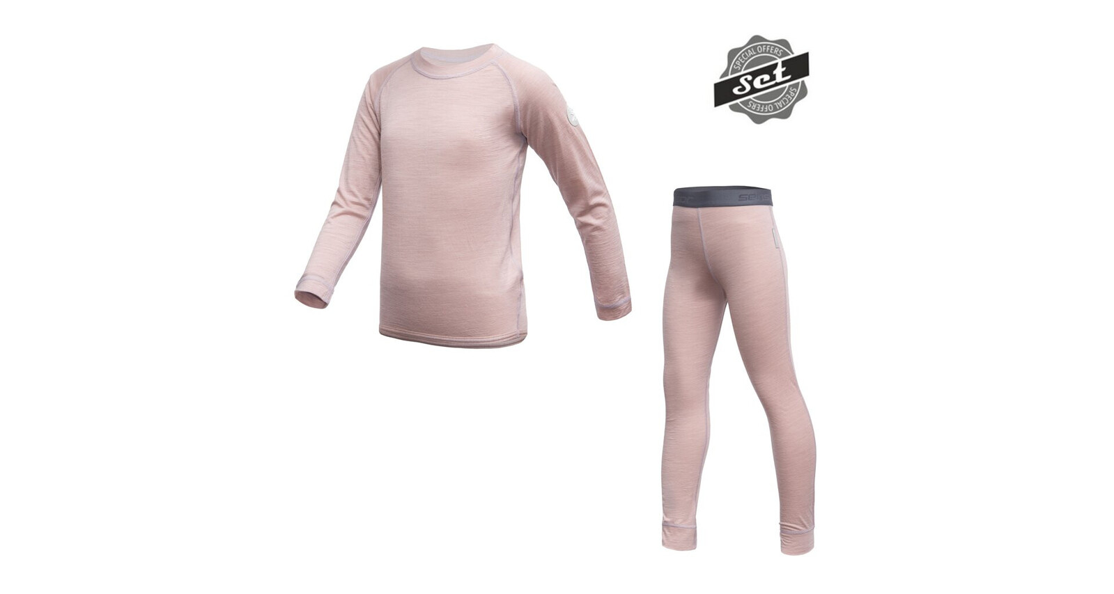 SENSOR MERINO AIR SET dětský triko dl.rukáv + spodky dusty pink -100