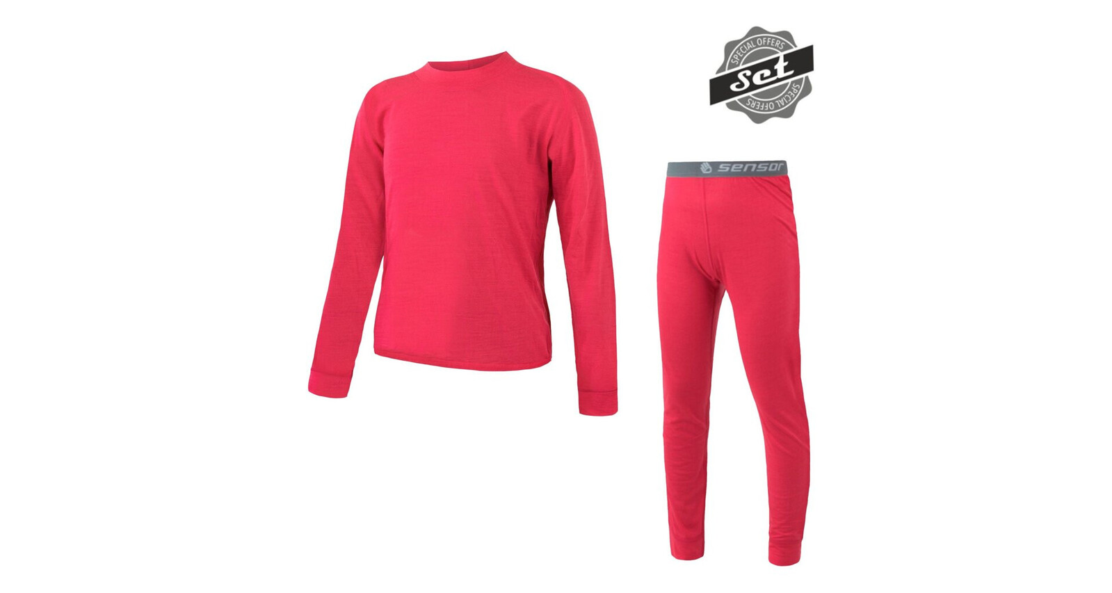 SENSOR MERINO AIR SET dětský triko dl.rukáv + spodky magenta -110