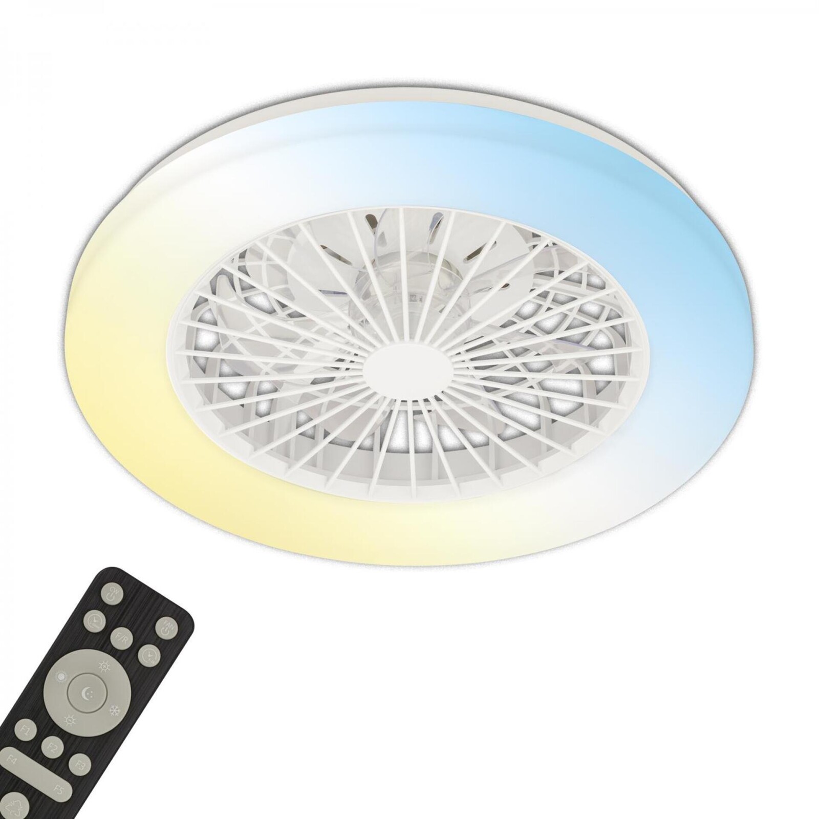 BRILONER LED stropní svítidlo s ventilátorem, 5 rychlostí, dálkový ovladač, CCT, bílé 3800016