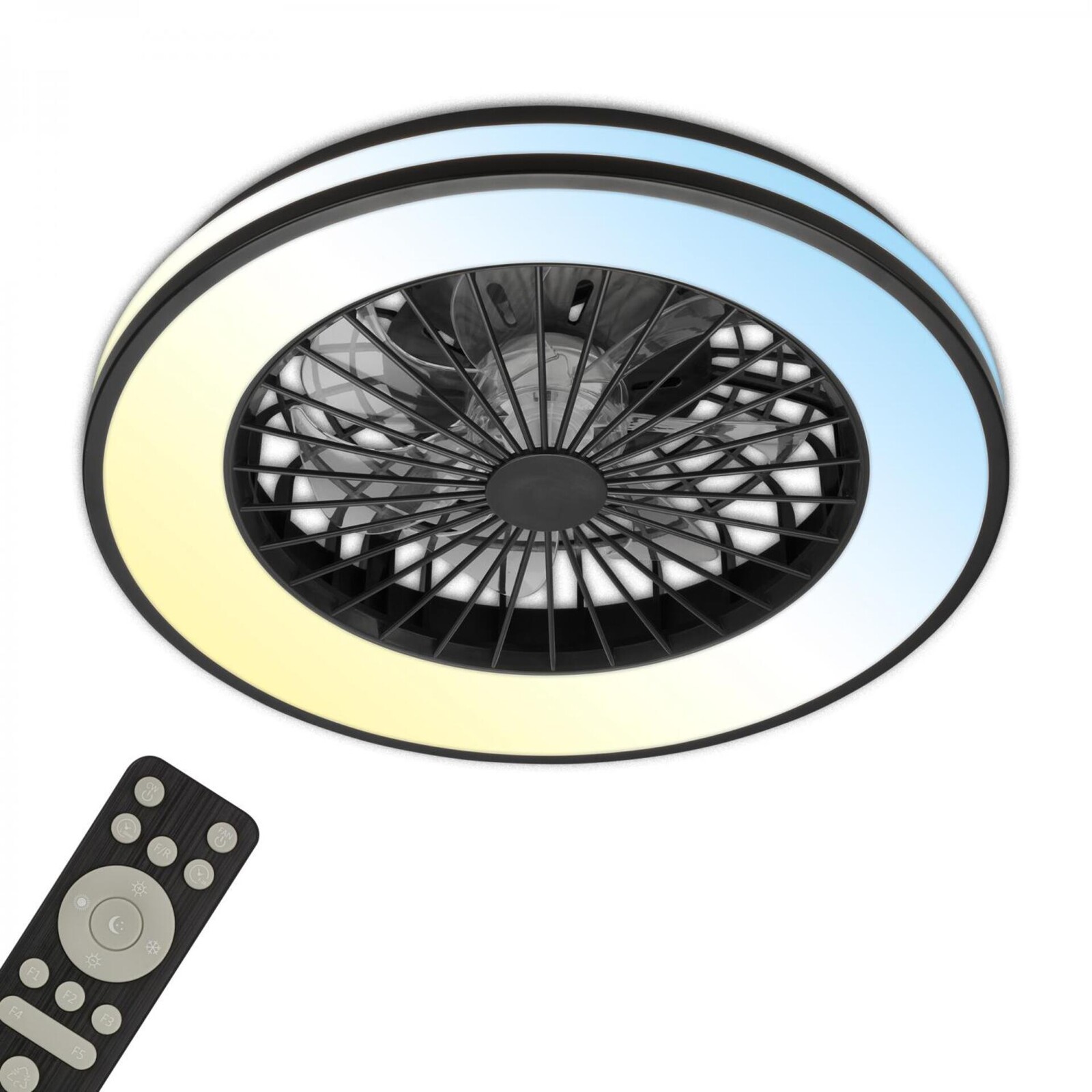 BRILONER LED stropní svítidlo s ventilátorem, 5 rychlostí, dálkový ovladač, CCT, černé 3801015