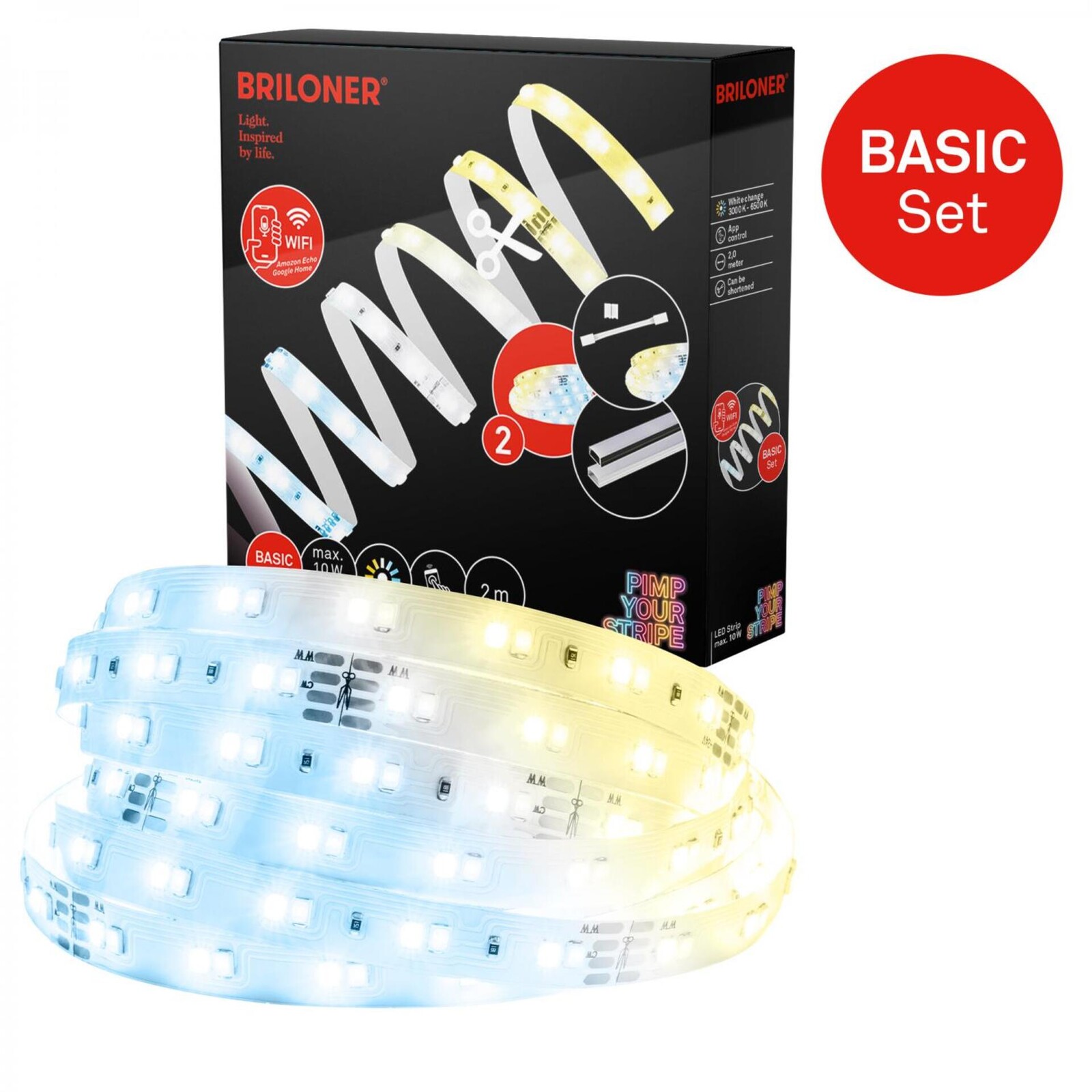 BRILONER Pimp Your Stripe startovací sada LED pásek 2m, WiFi, CCT, hlasové ovládání 2152224