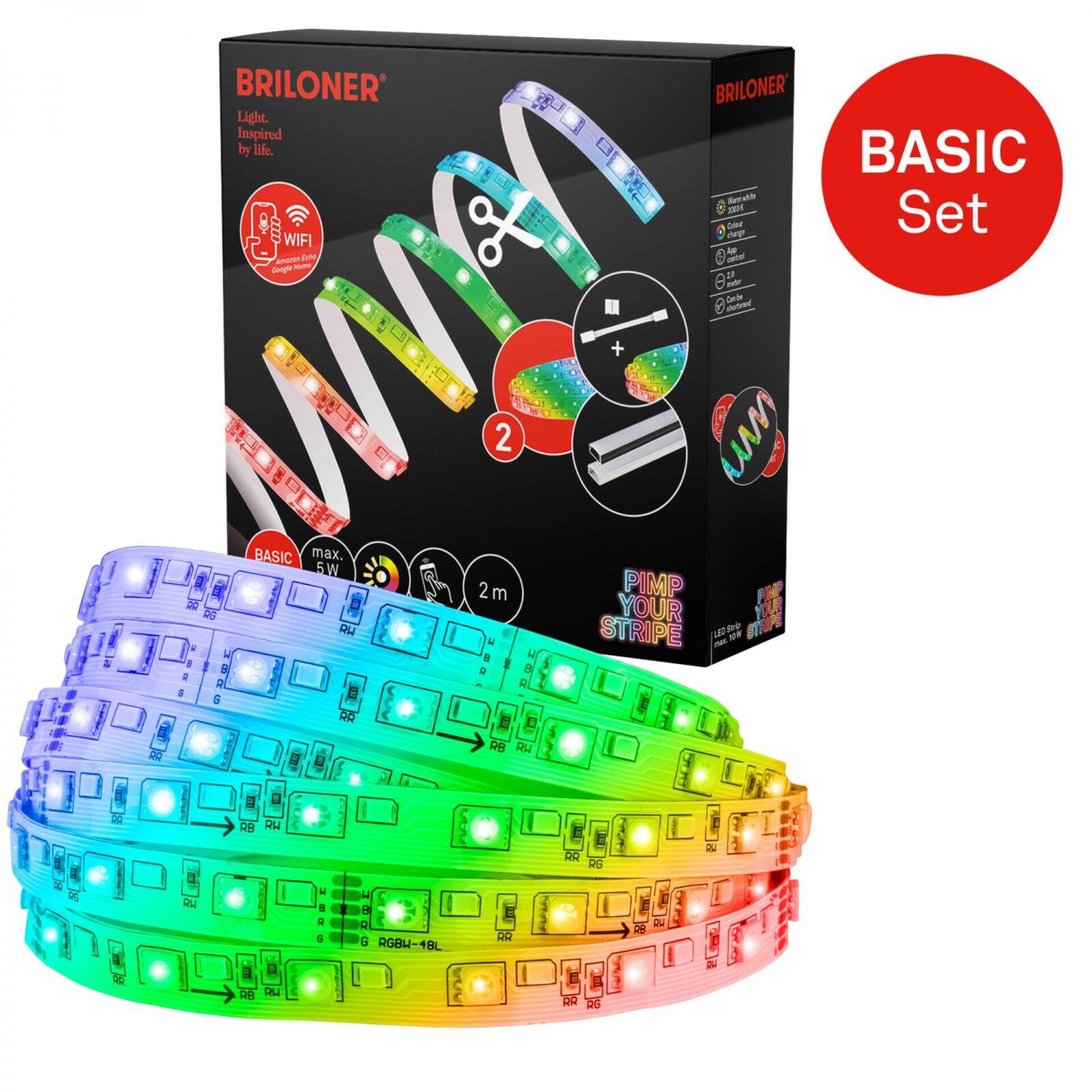 BRILONER Pimp Your Stripe startovací sada LED pásek 2m, WiFi, RGB+W 2154192