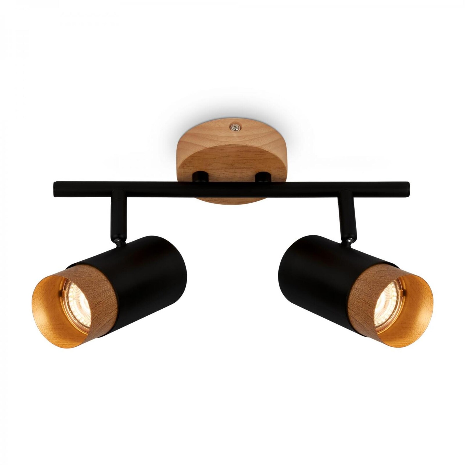 BRILONER Plek nástěnné svítidlo, nastavitelné, dřevo, 2-ramenné, černé 2144025