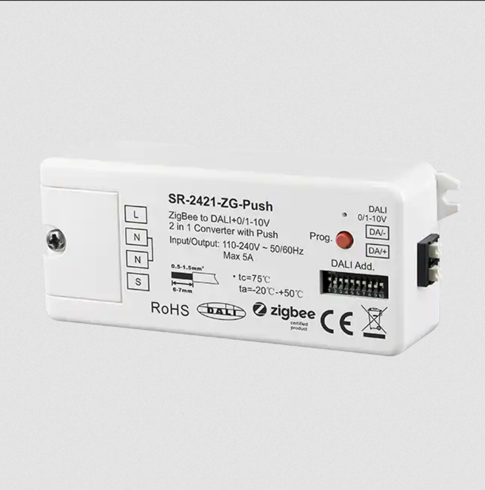 LED2 SR-2421-ZG-Push SR-2421-ZG-Push Zigbee to DALI DT6/DT8+0/1-10V Converter bílá