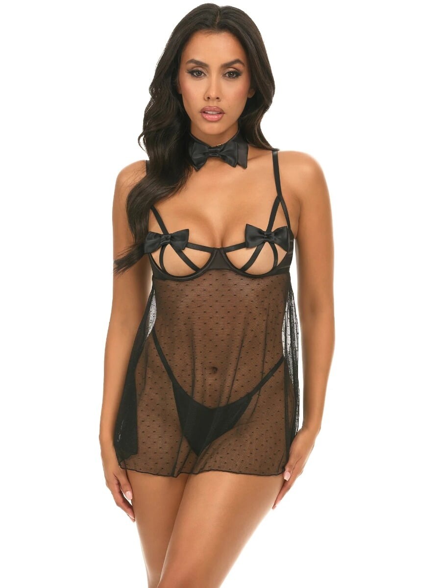 Černá košilka s mašličkami Kimia