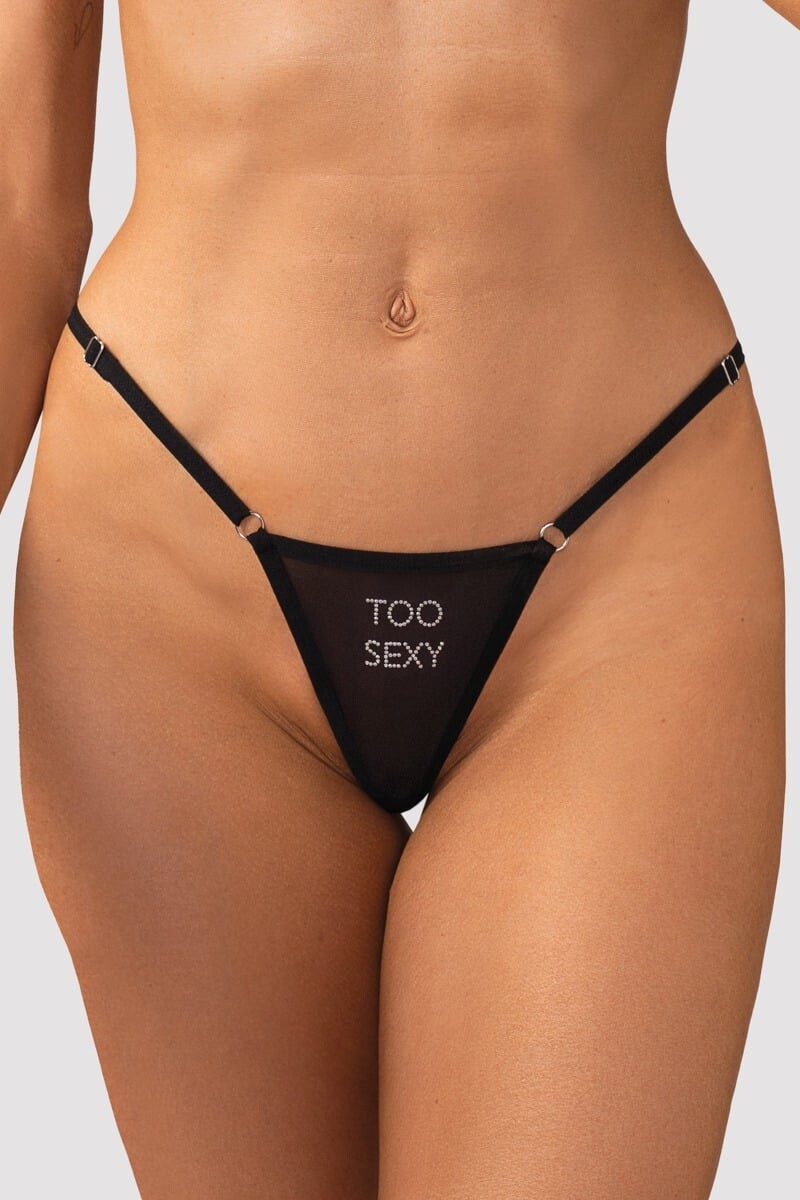 Černé tango kalhotky s nápisem Violami Sexy