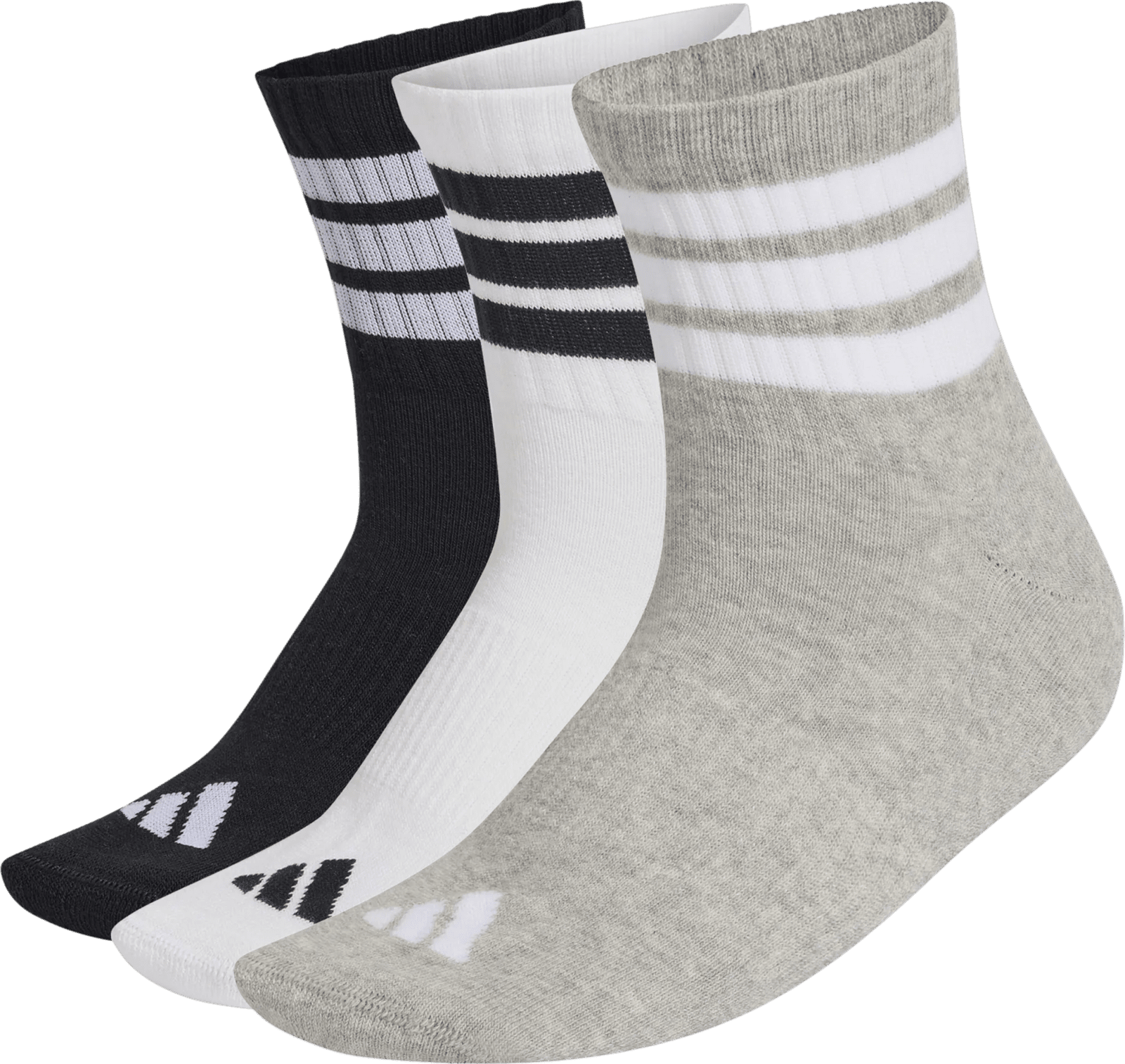 Ponožky adidas  3 Stripes Cushioned Mid Cut - 3 pairs