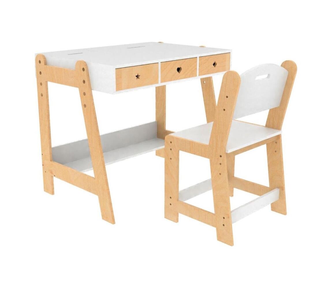 2Kids Toys - Dětský rostoucí stůl s židlí dřevo/bílá 2D98264