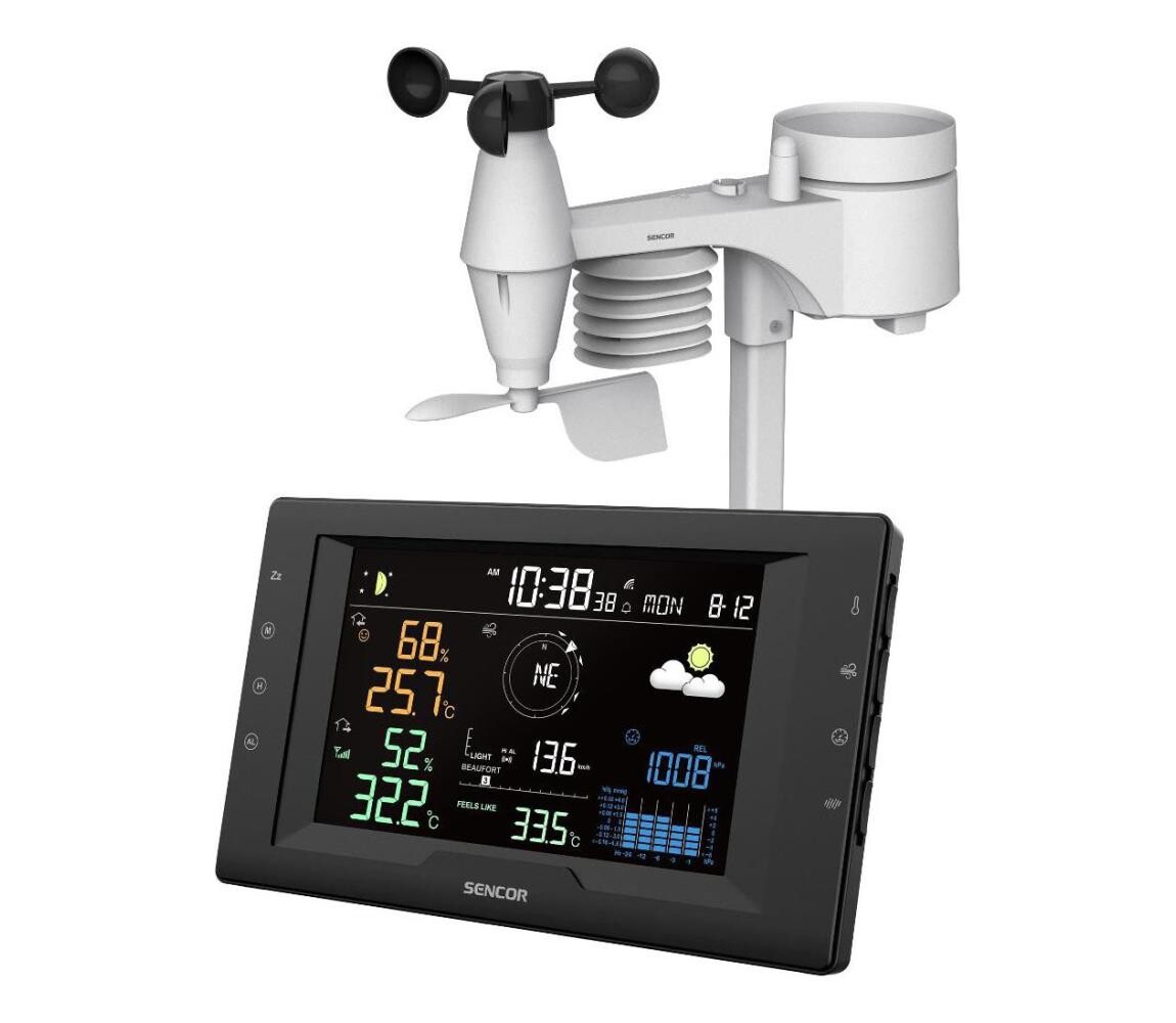 Sencor- Prof. meteostanice s barevným LCD displejem a budíkem 5V/1xCR2032 + 3xAA 52000849