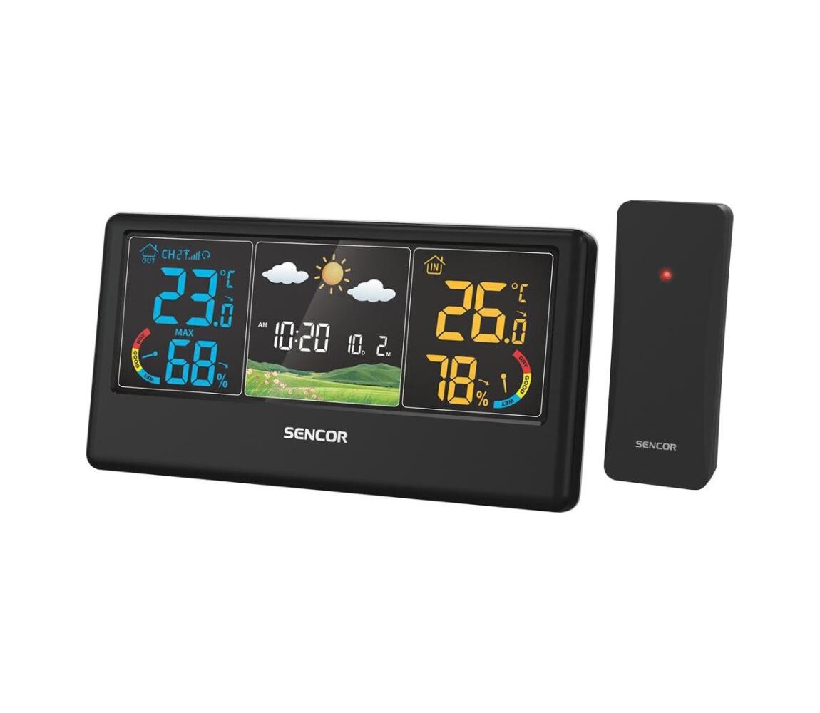 Sencor - Meteostanice s barevným LCD displejem 3xAAA + 2xAA černá 52000064