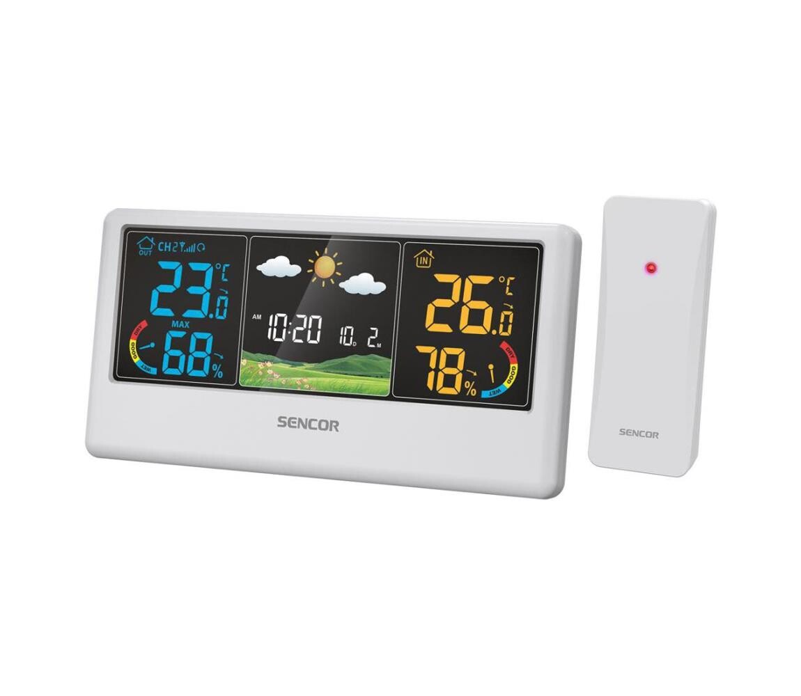 Sencor - Meteostanice s barevným LCD displejem 3xAAA + 2xAA bílá 52000065