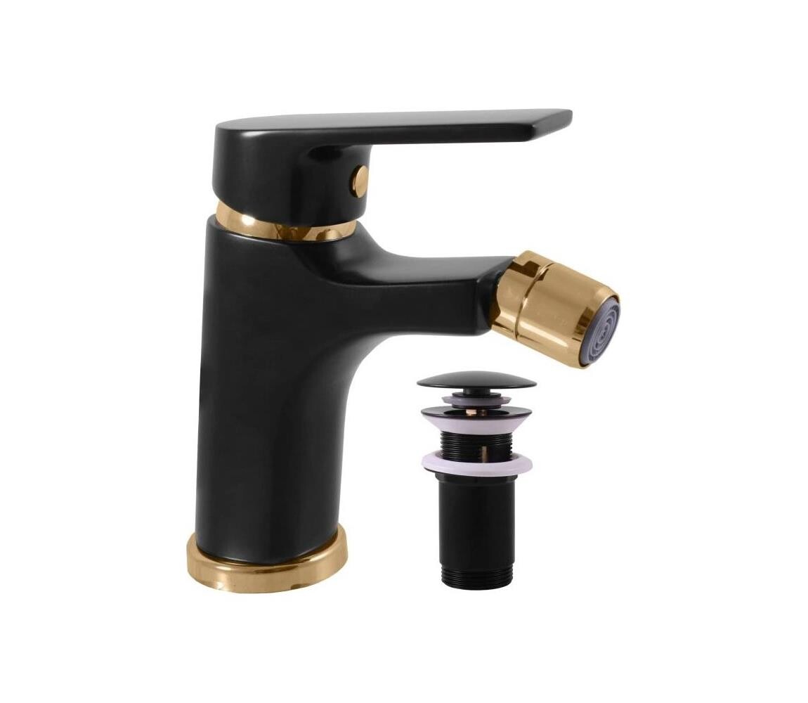 RAV Slezák CO145.0KCMATZ - Bidetová baterie + výpusť COLORADO 14,3cm černá/zlatá CO145.0KCMATZ