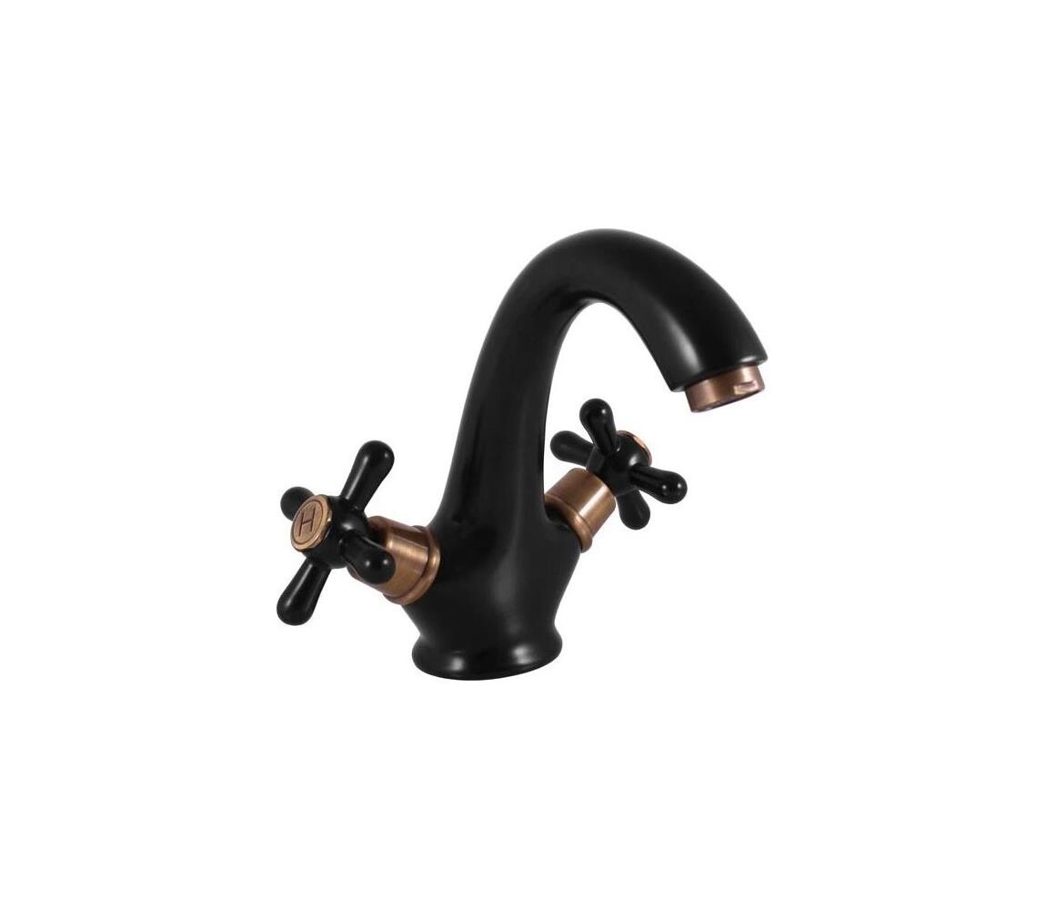 RAV Slezák MK128.0CMATSM - Umyvadlová baterie MORAVA RETRO 16 cm černá/mosaz MK128.0CMATSM