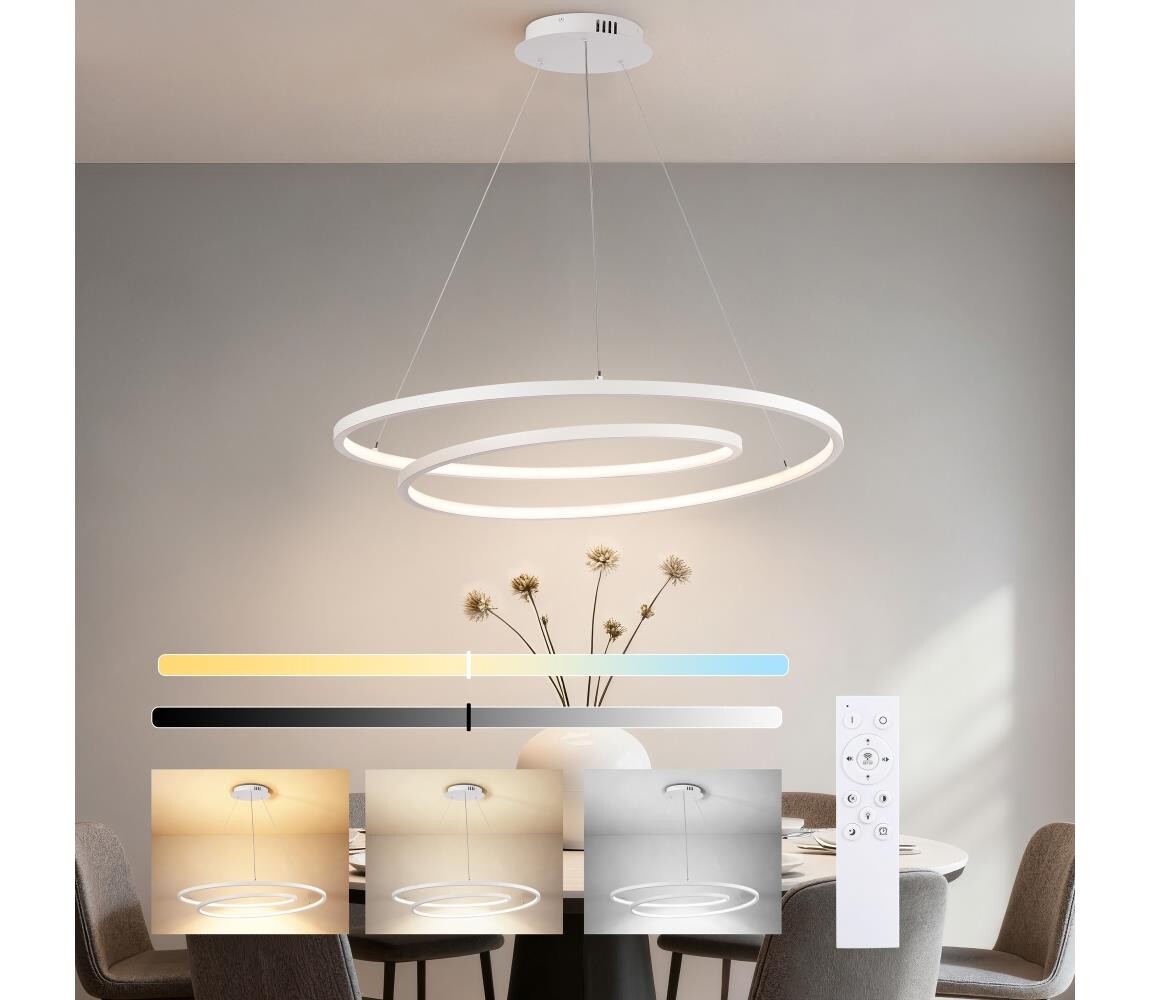 Brilagi-LED Stmívatelný lustr na lanku TWISTER LED/105W/230V pr. 100 cm bílá+DO BRI481