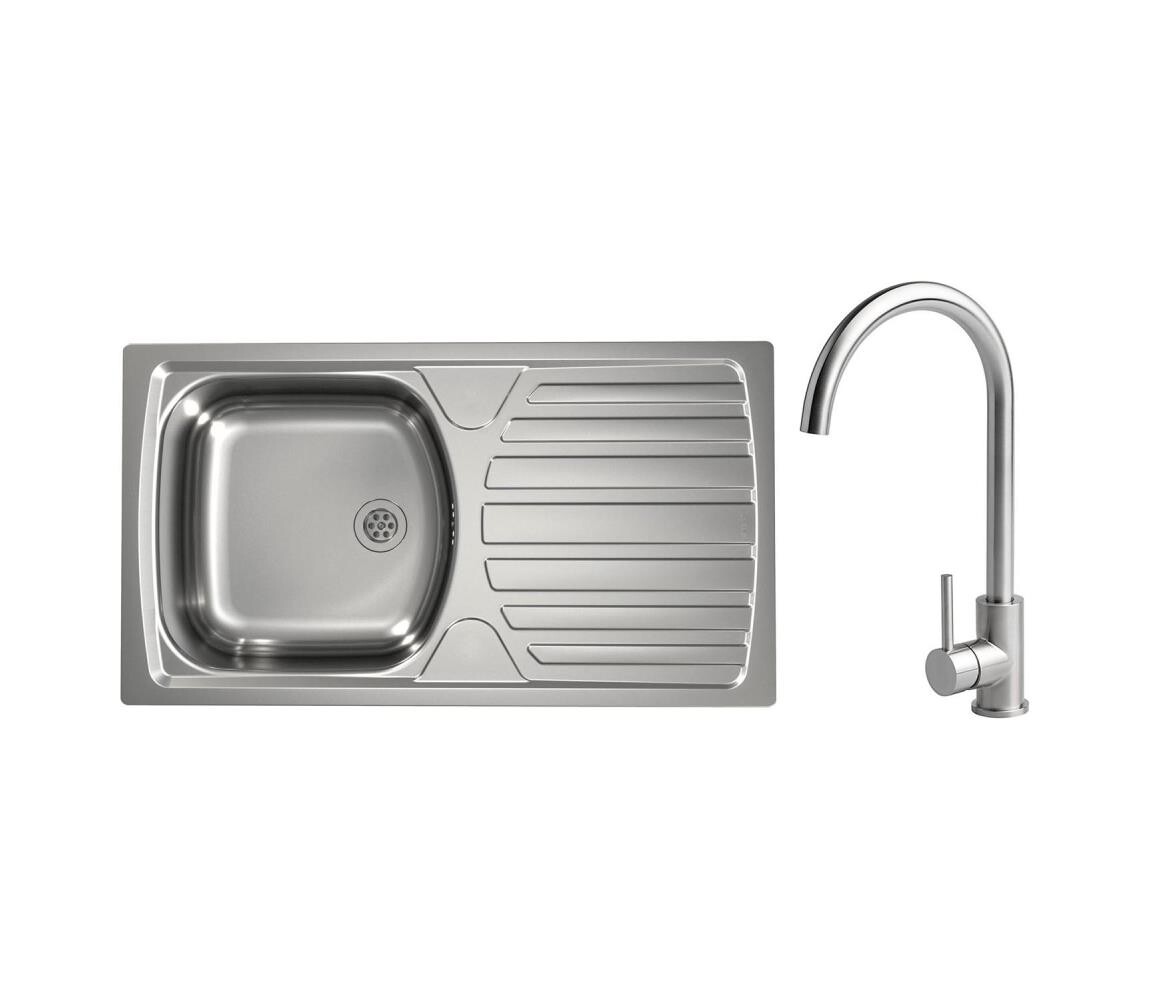 ALVEUS - Kuchyňský dřez BASIC 78x43,5 cm + dřezová baterie VIOLA 36,7 cm nerez AV0146+AV0148