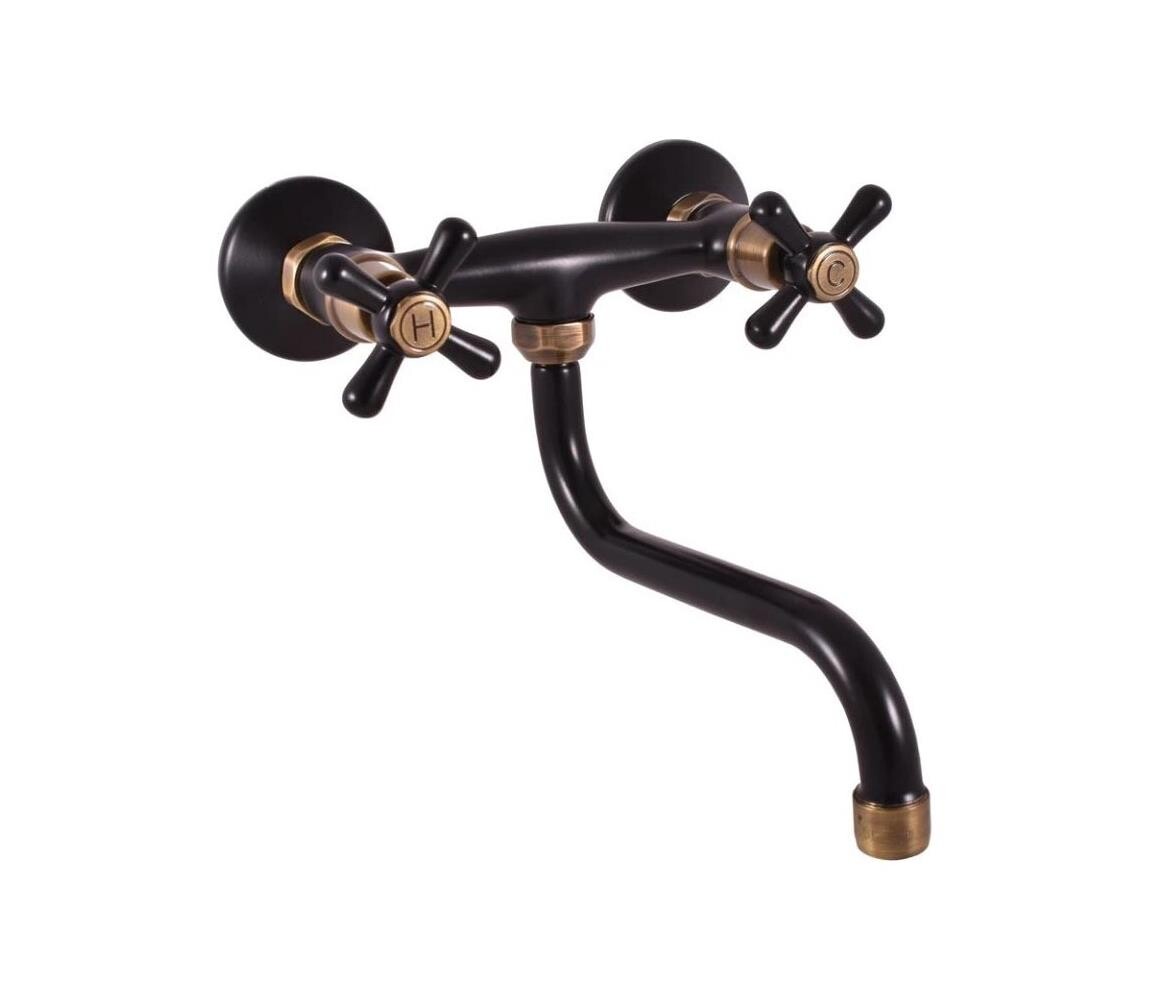 RAV Slezák MK101.5/21CMATSM -Dřezová/umyvadlová baterie MORAVA RETRO černá/mosaz MK101.5/21CMATSM