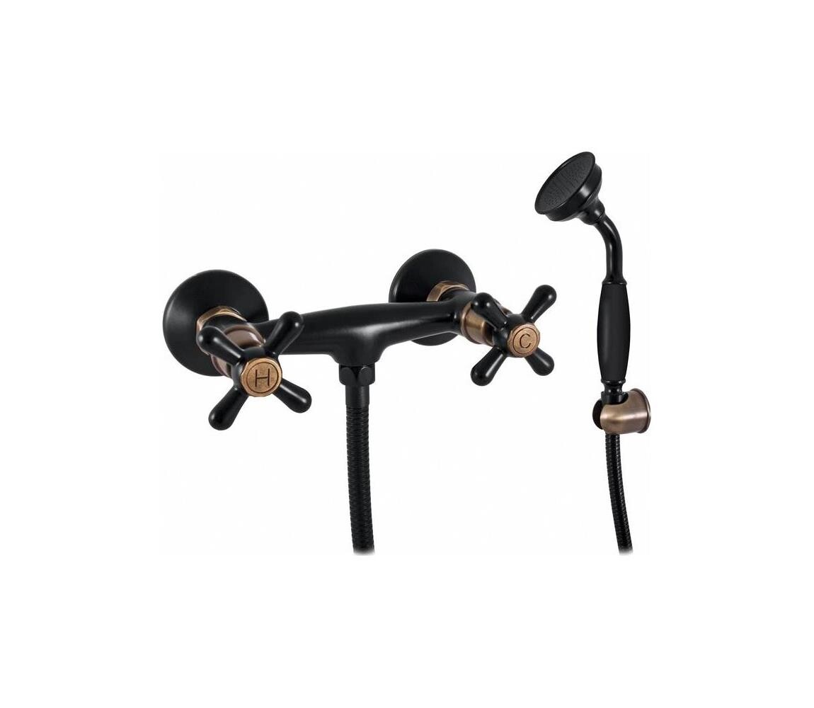 RAV Slezák MK180.5/1CMATSM - Sprchová sada s baterií MORAVA RETRO černá/mosaz MK180.5/1CMATSM