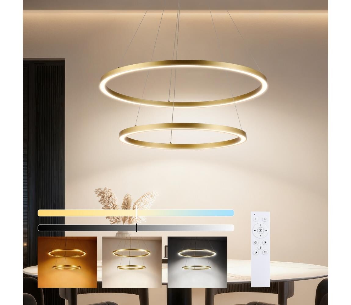 Brilagi - LED Stmívat. lustr na lanku PORTOFINO LED/98W/230V pr. 80 cm zlatá +DO BRI514