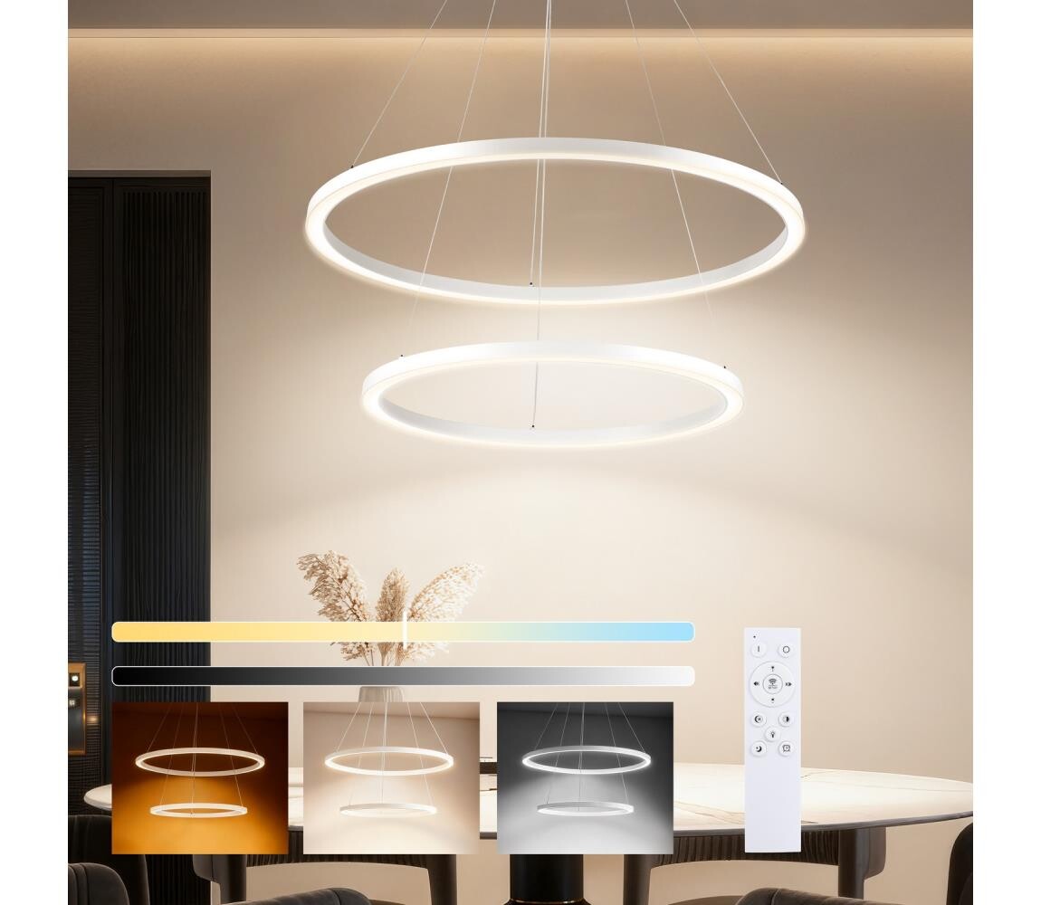 Brilagi - LED Stmívat. lustr na lanku PORTOFINO LED/98W/230V pr. 80 cm bílá +DO BRI512