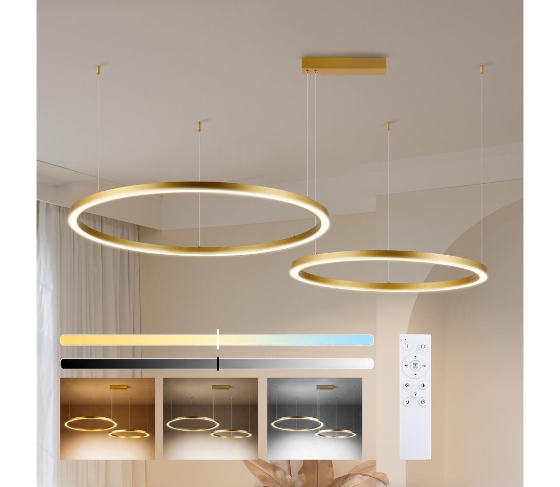 Brilagi - LED Stmívatelný lustr na lanku PORTOFINO LED/98W/230V zlatá +DO BRI518