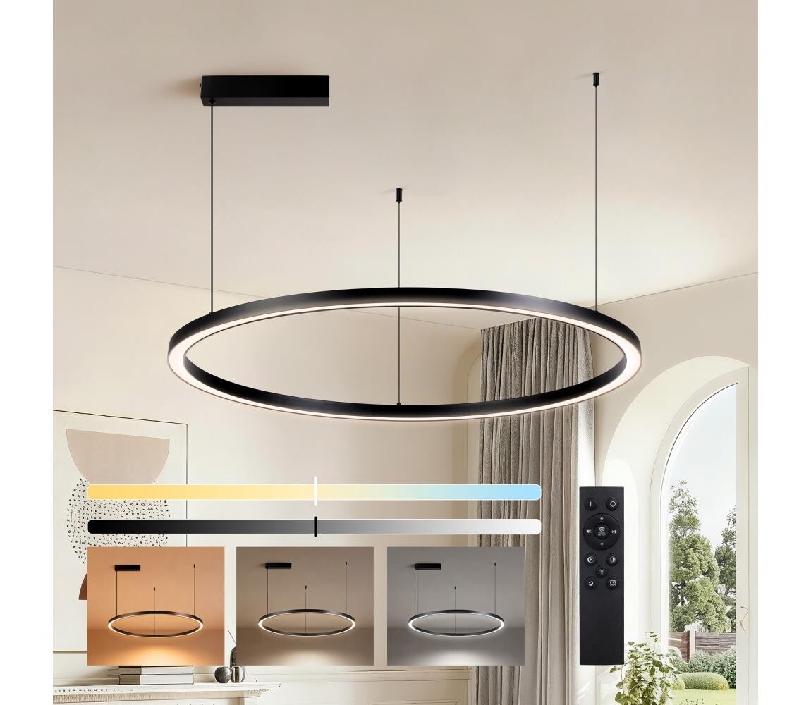 Brilagi - LED Stmívat. lustr na lanku PORTOFINO LED/60W/230V pr. 80 cm černá +DO BRI507