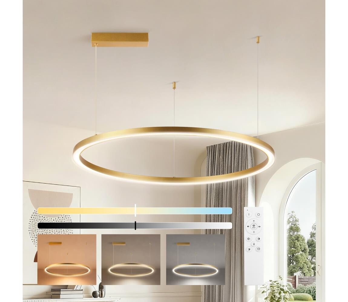 Brilagi - LED Stmívat. lustr na lanku PORTOFINO LED/60W/230V pr. 80 cm zlatá +DO BRI510