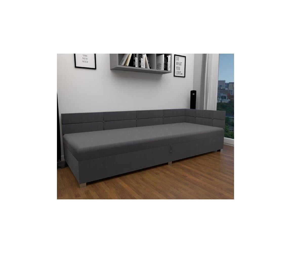 Čalouněná válenda s univerzálním čelem a úlo. prostorem AMSTERDAM 90x200 cm šedá 151101250210