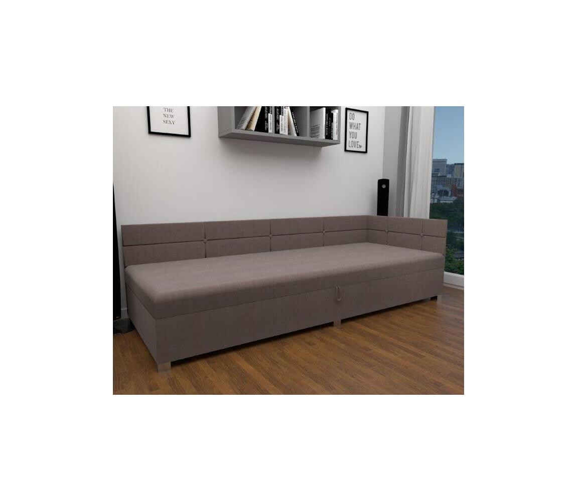 Čalouněná válenda s univerz. čelem a úlož. prostorem AMSTERDAM 90x200 cm béžová 151101250220