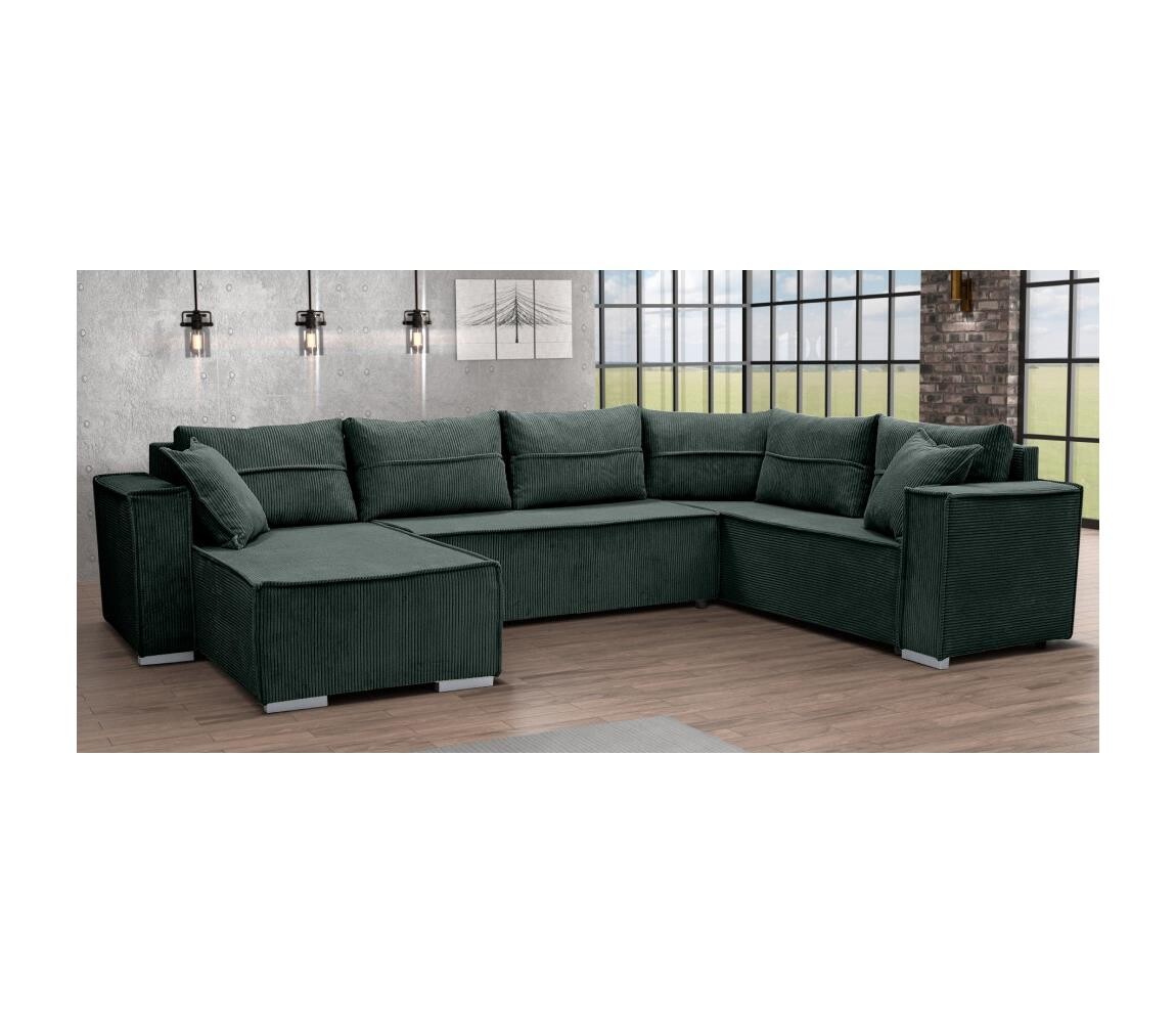Univerzální rohová rozkládací sedací souprava do U LONDON zelená 151101250280