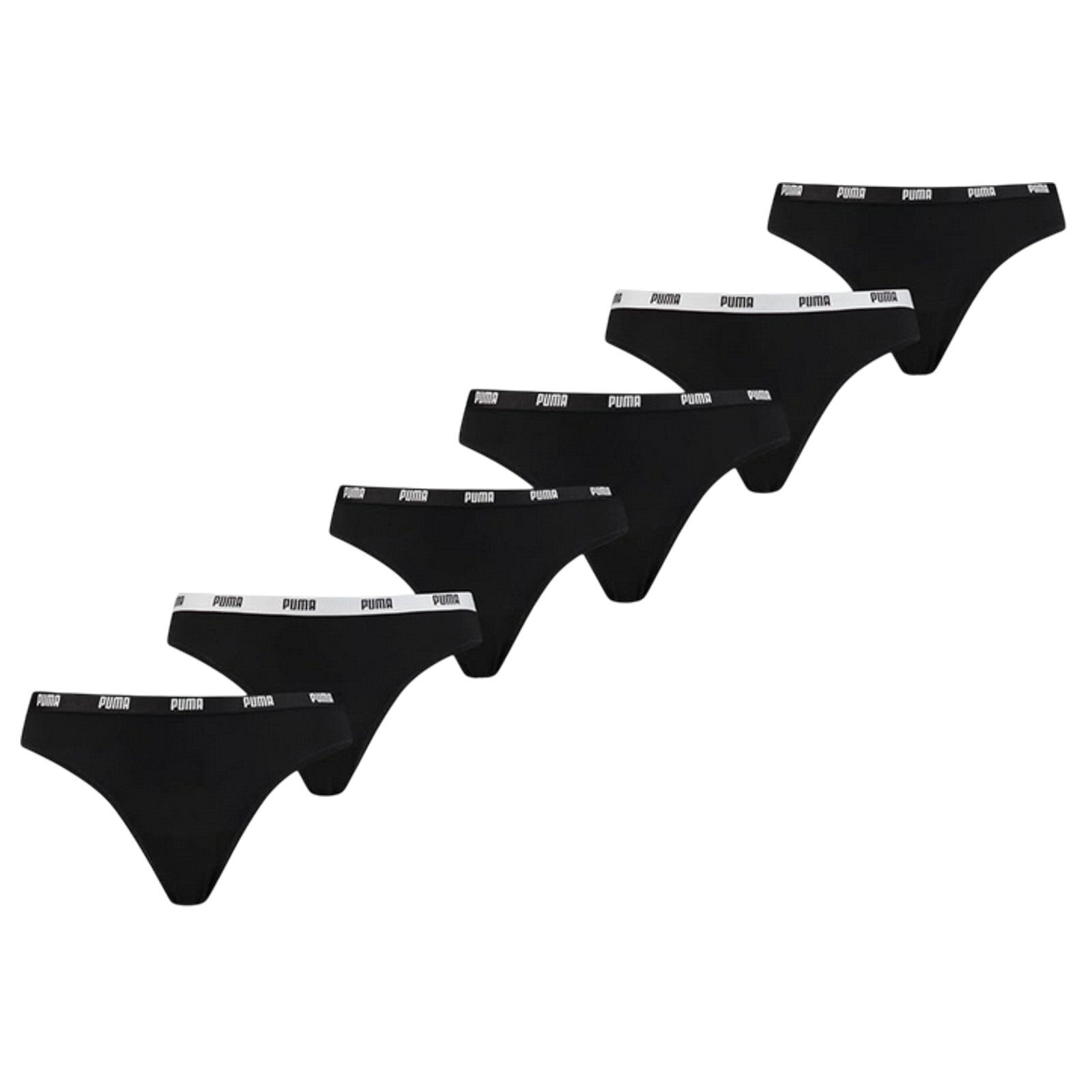 6PACK dámská tanga Puma černá (701218849 001) M