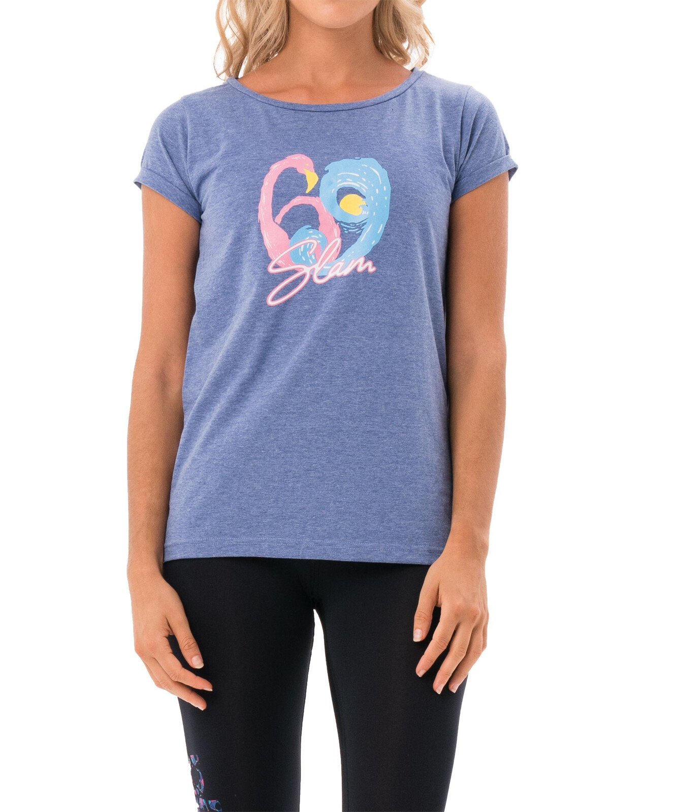 Dámské tričko 69SLAM FLAMINGO WAVE BLUE MELANGE ELISA (GTKFWE-BN) L