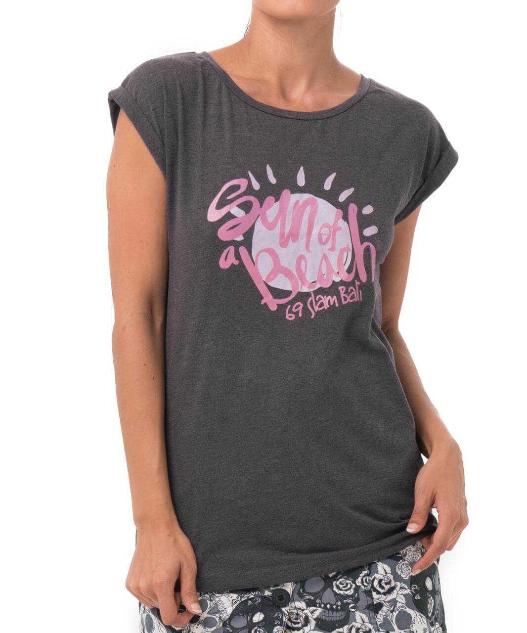 Dámské tričko 69SLAM SUN OF A BEACH BLACK MELANGE ELISA (GTKSOB-BC) L