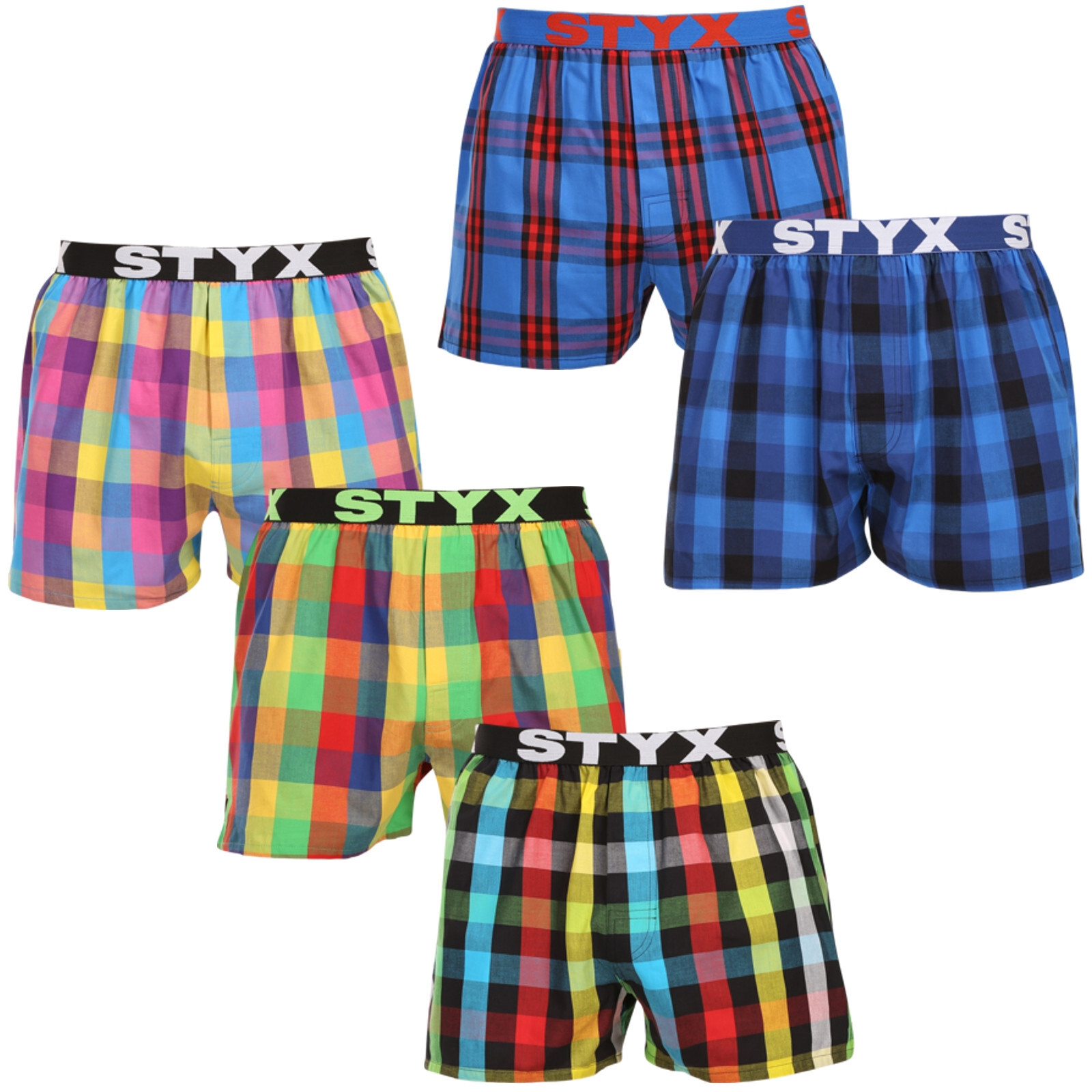 5PACK pánské trenky Styx sportovní guma vícebarevné (5B0123456) M, trenýrky