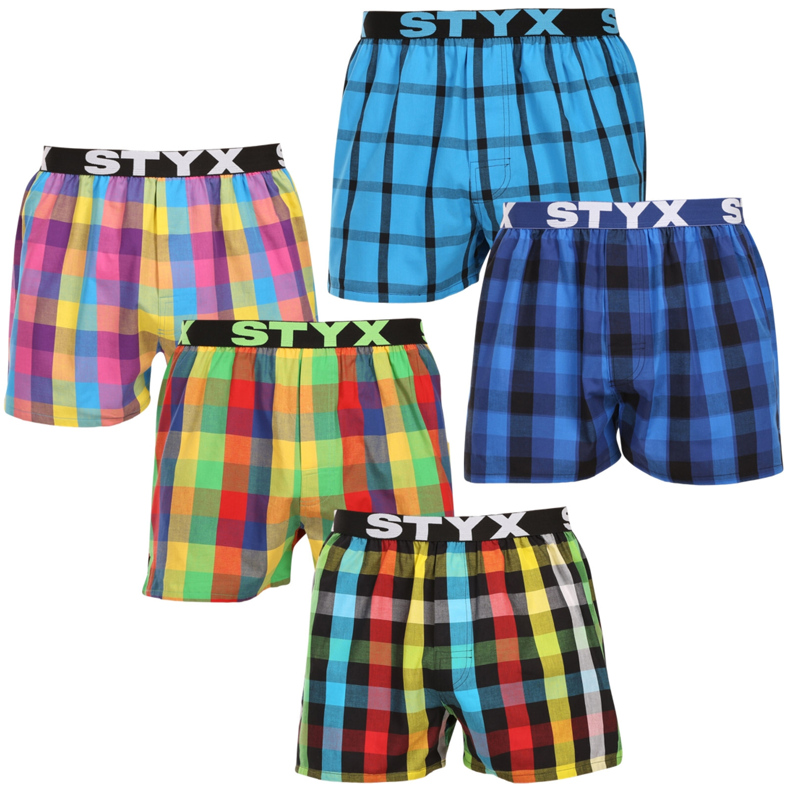 5PACK pánské trenky Styx sportovní guma vícebarevné (5B0113456) M, trenýrky