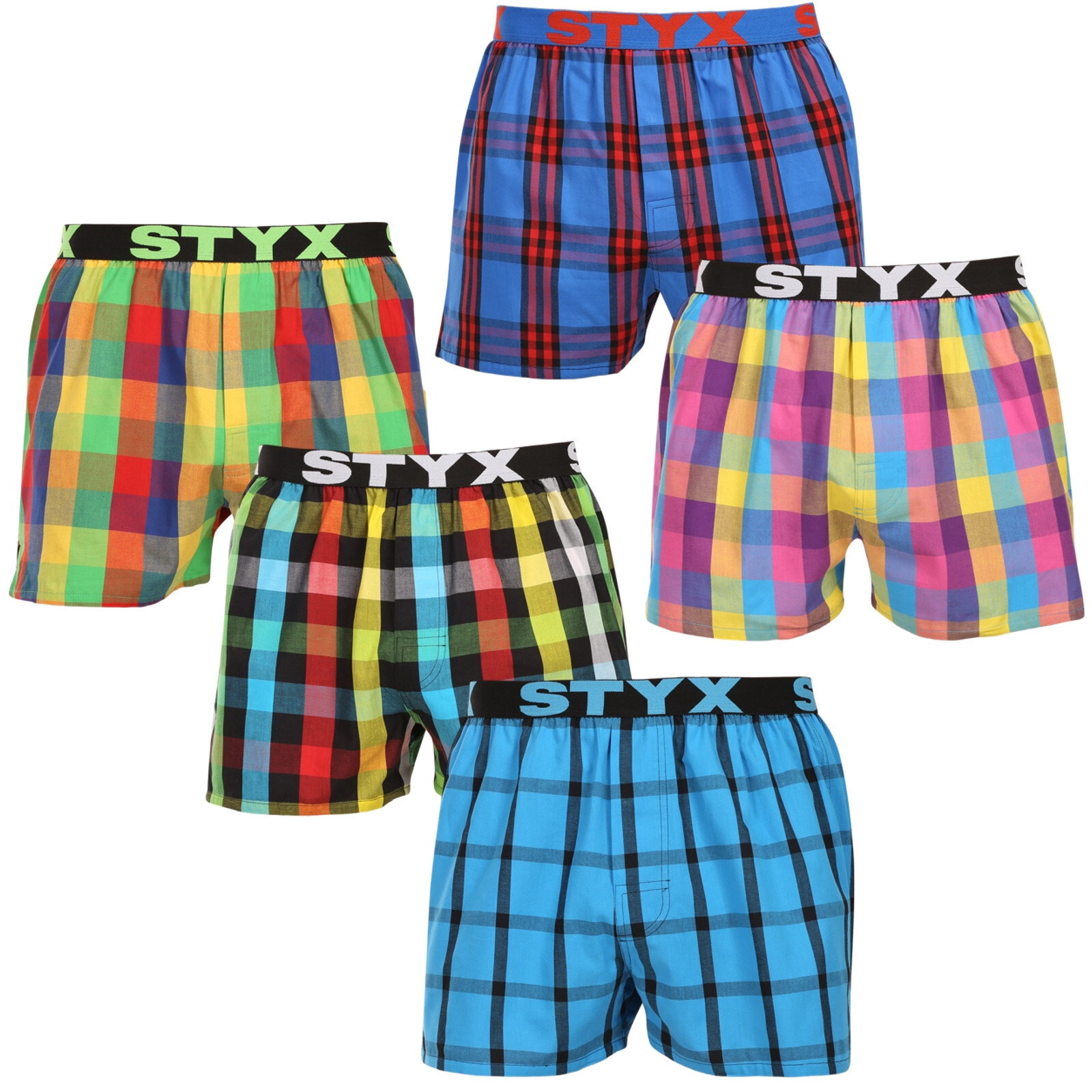 5PACK pánské trenky Styx sportovní guma vícebarevné (5B0112456) M, trenýrky