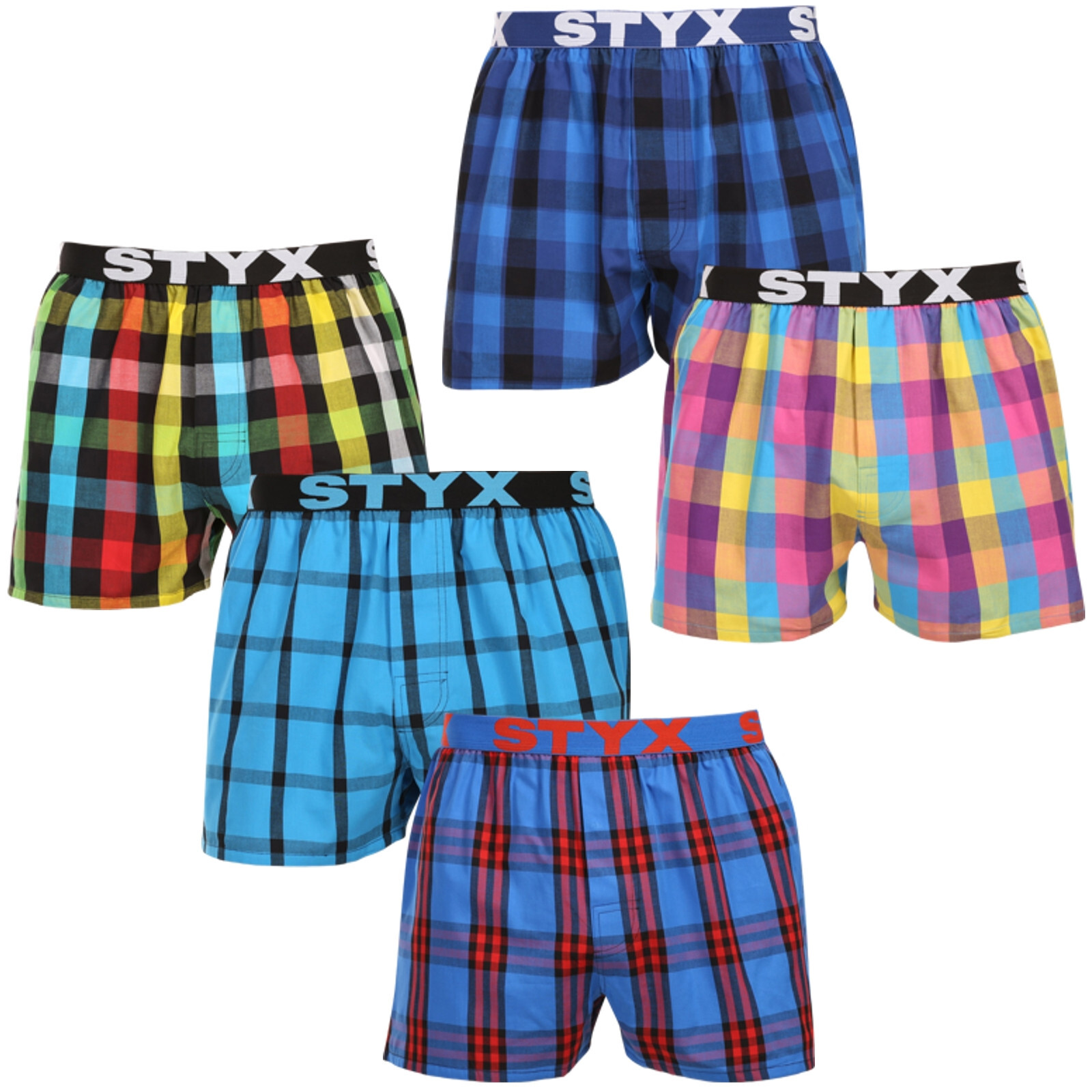 5PACK pánské trenky Styx sportovní guma vícebarevné (5B0112346) M, trenýrky