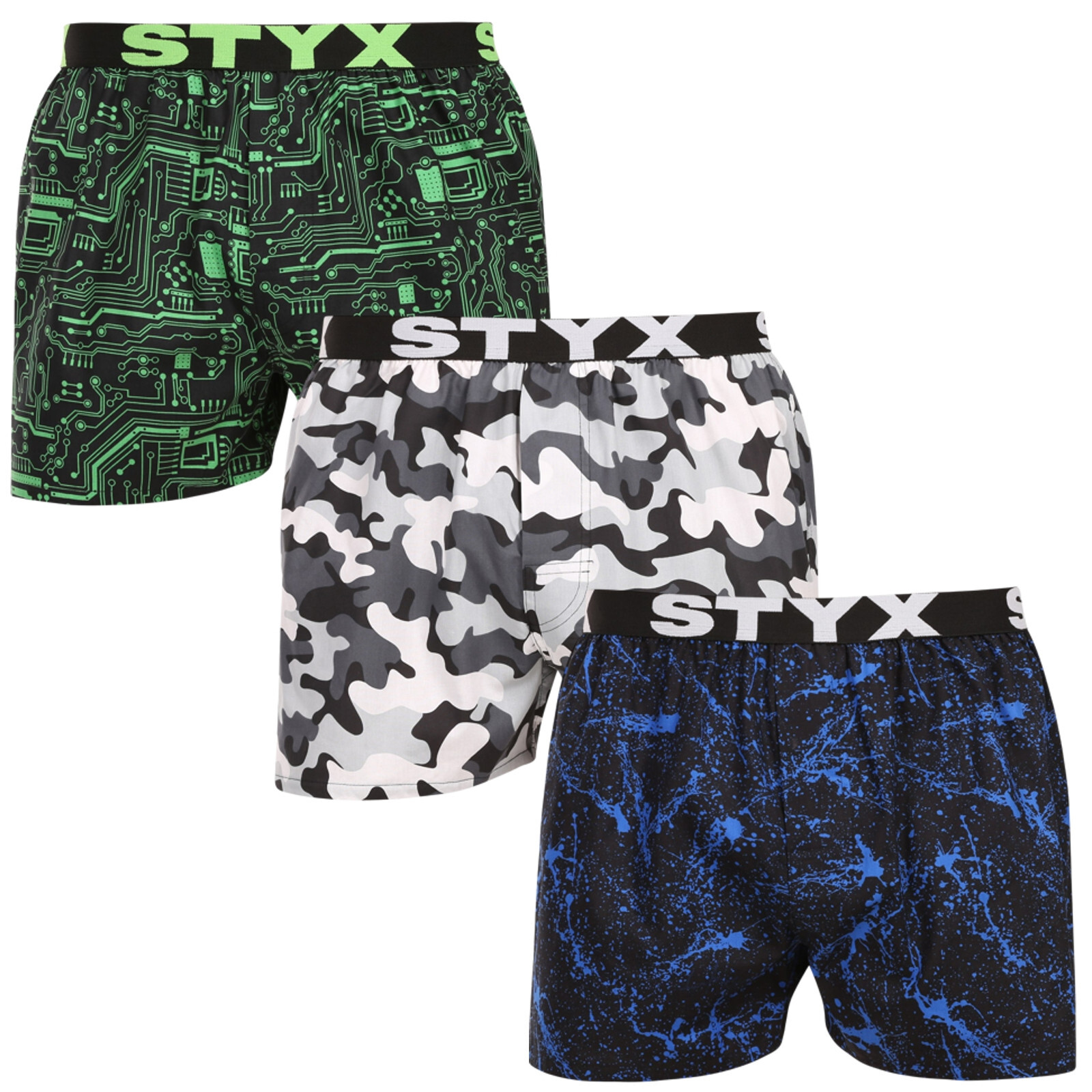 3PACK pánské trenky Styx art sportovní guma vícebarevné (3B19234) XL, trenýrky