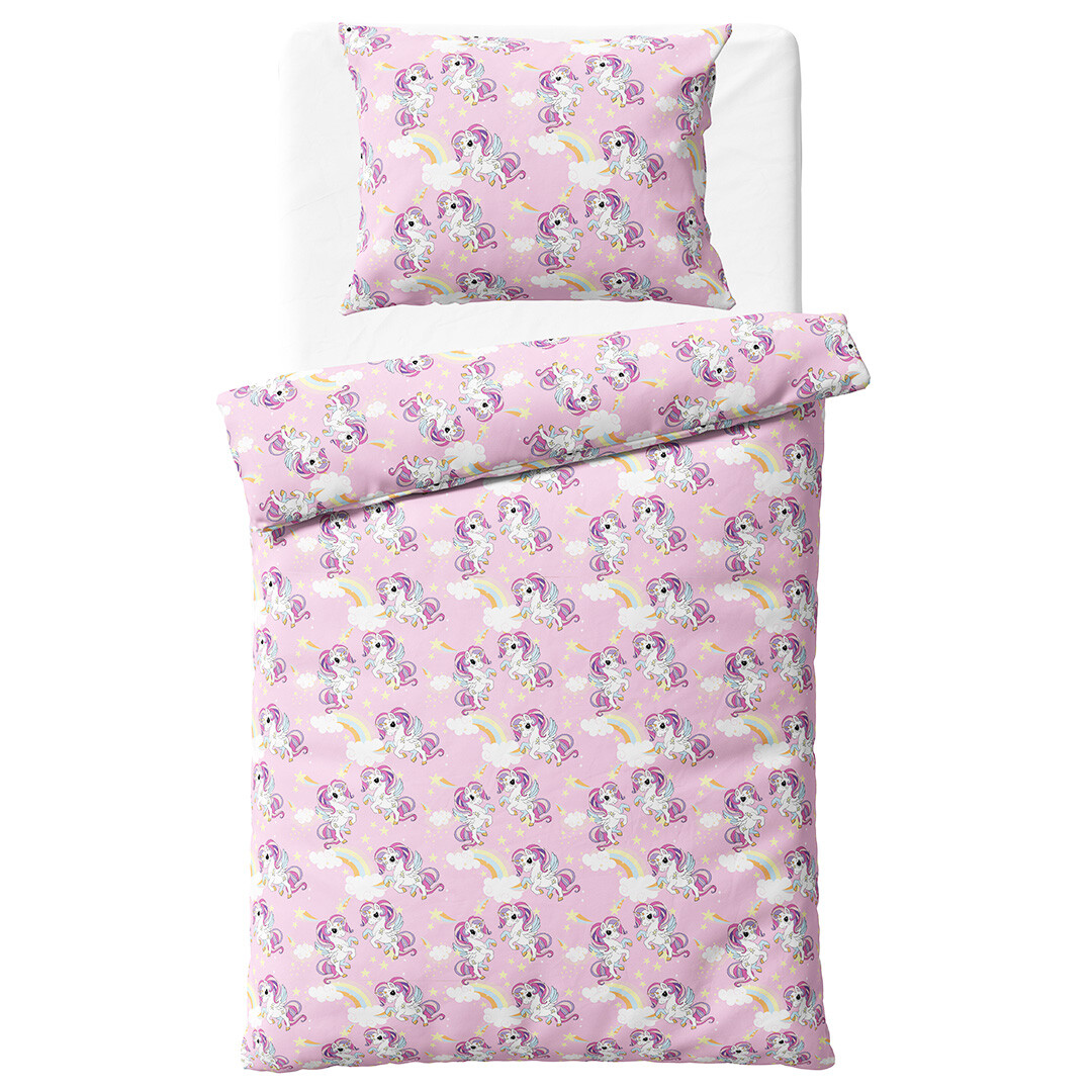 TipTrade Bavlněné povlečení 140x200 + 70x90 cm - Jednorožec duhový svět