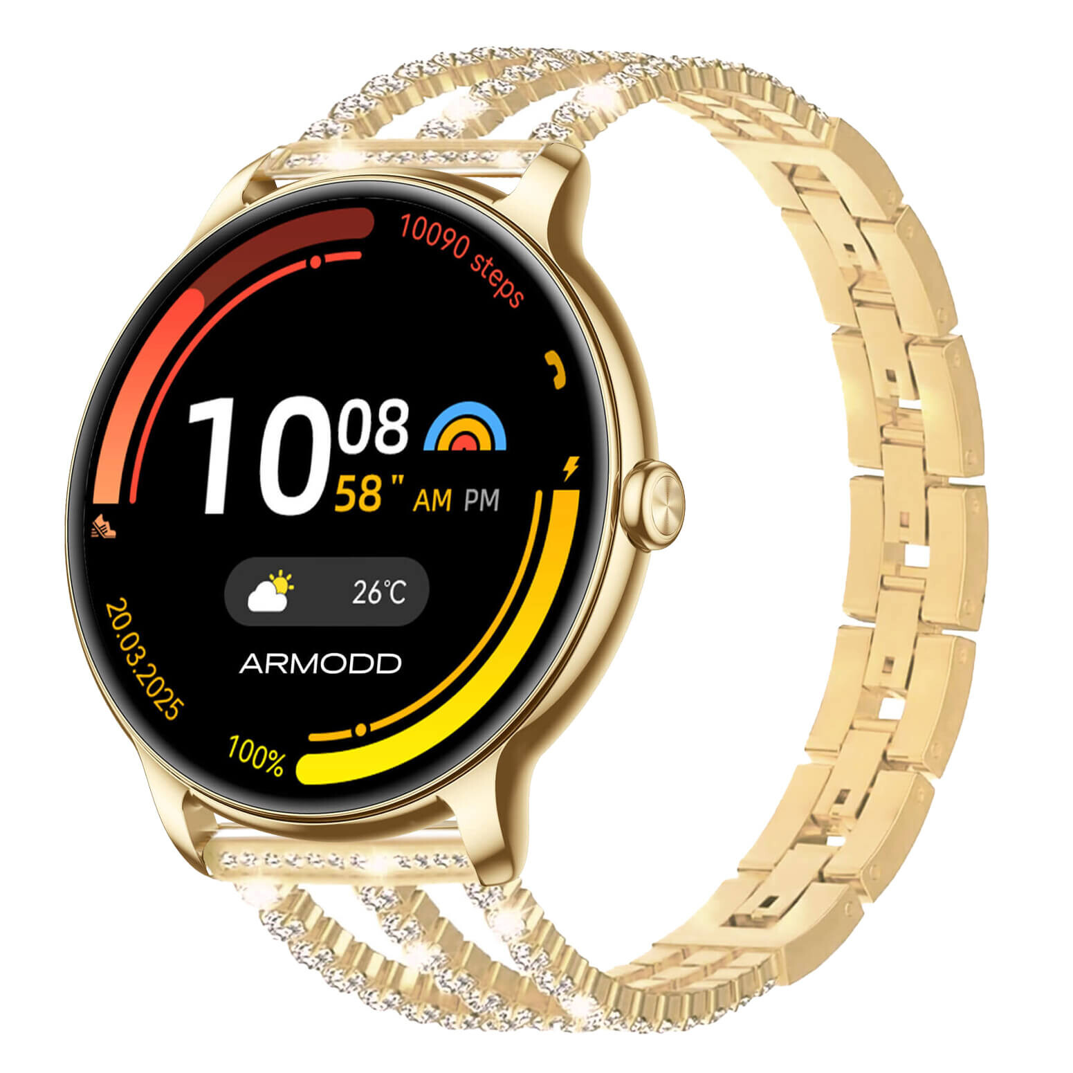 ARMODD Slim zlatá s kovovým třpytivým řemínkem