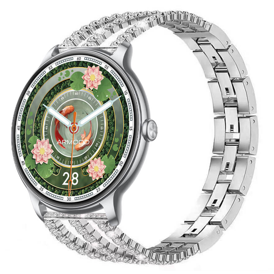 ARMODD Slim stříbrná s kovovým třpytivým řemínkem