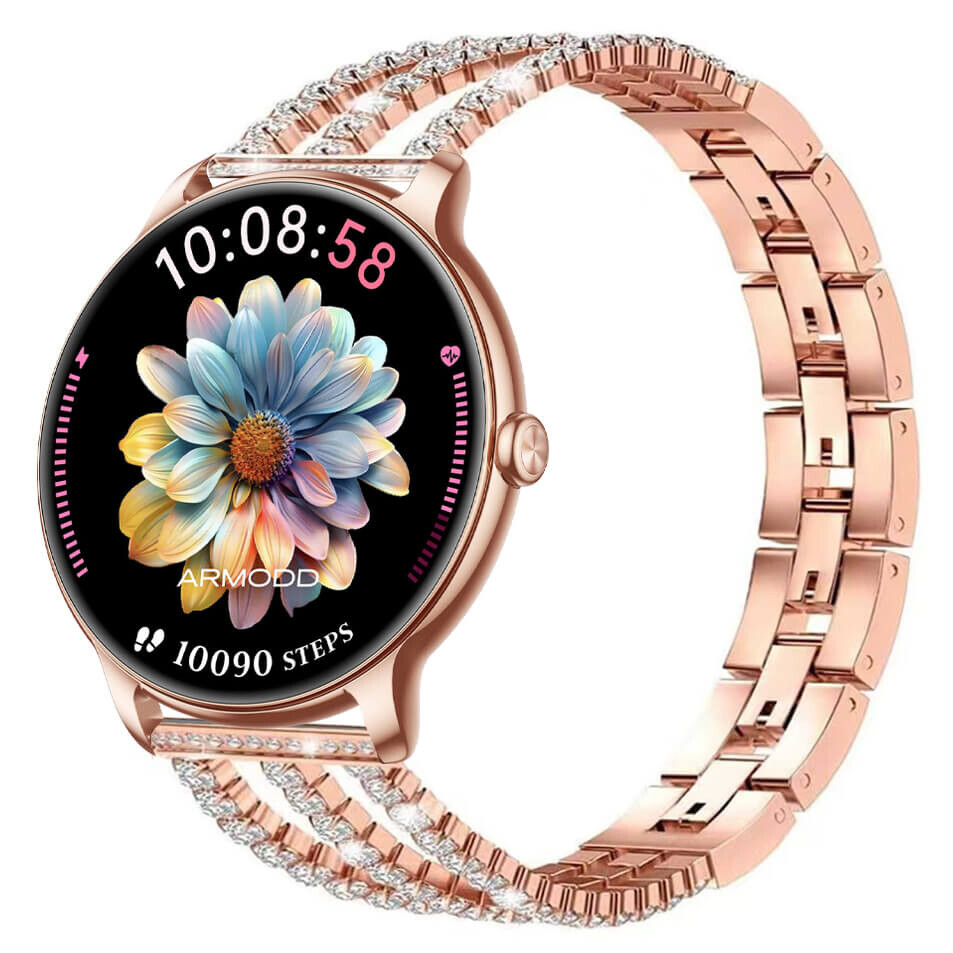 ARMODD Slim rose gold s kovovým třpytivým řemínkem