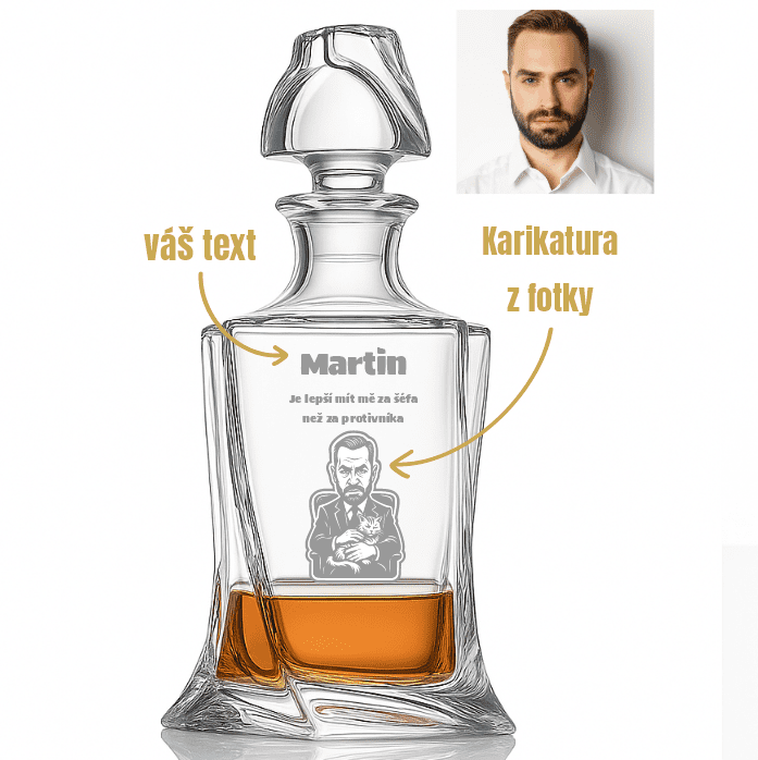Dekorant Karafa na whisky Quadro s karikaturou z fotky 770 ml 1KS
