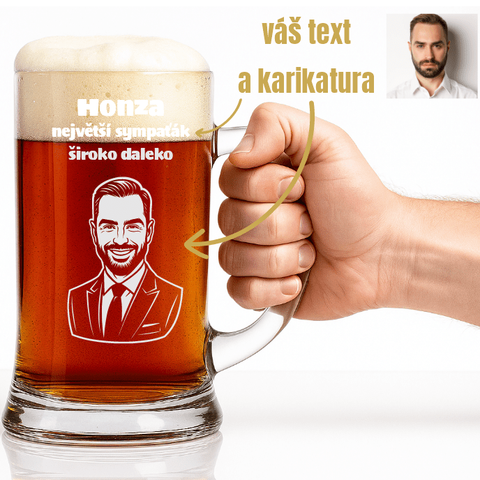 Dekorant Pivní tuplák s karikaturou z fotky 1000 ml 1KS