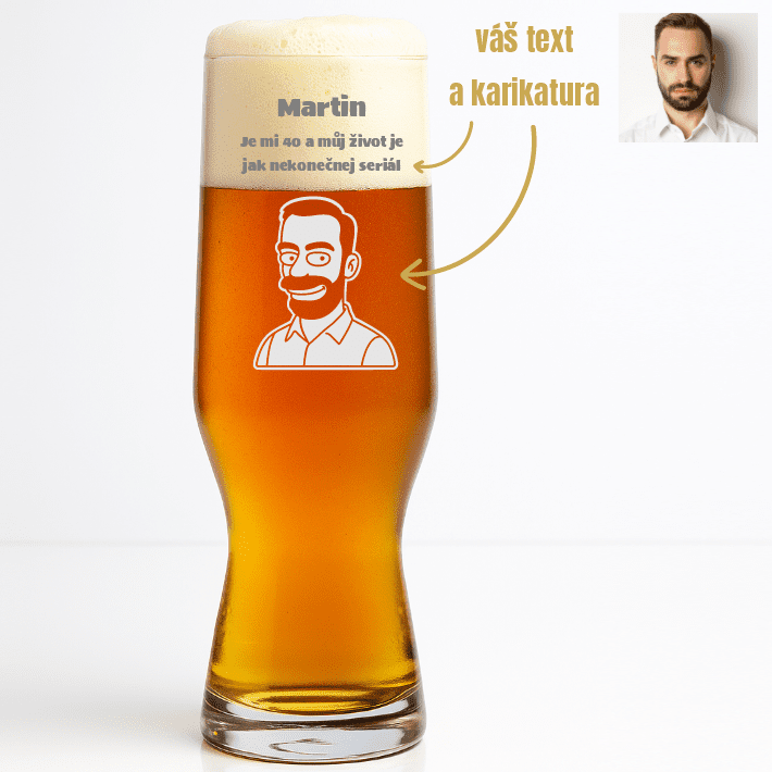 Dekorant Sklenice na pivo BEER CRAFT s karikaturou z fotky 550 ml 1KS