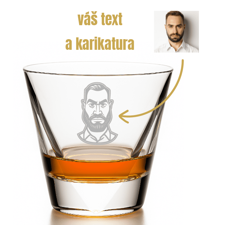 Dekorant Sklenice na lihoviny Triangle s karikaturou z fotky 320 ml 1KS